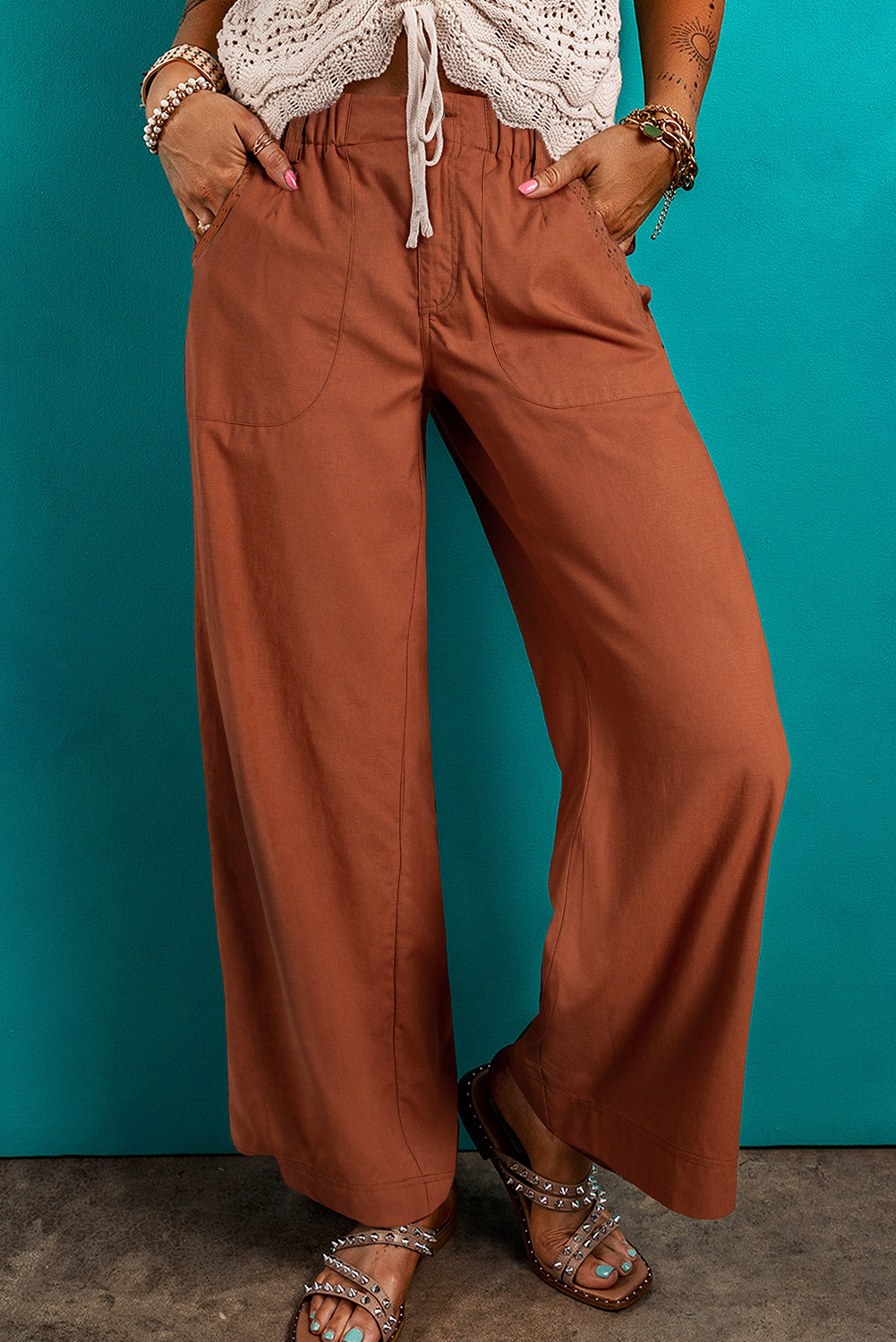 Red Dahlia Elastic Waist Pocketed Casual Straight Leg Pants - Premium Bottoms/Pants & Culotte from Momma Done Gone Crafty- Just $52.99! Shop now at Momma Done Gone Crafty