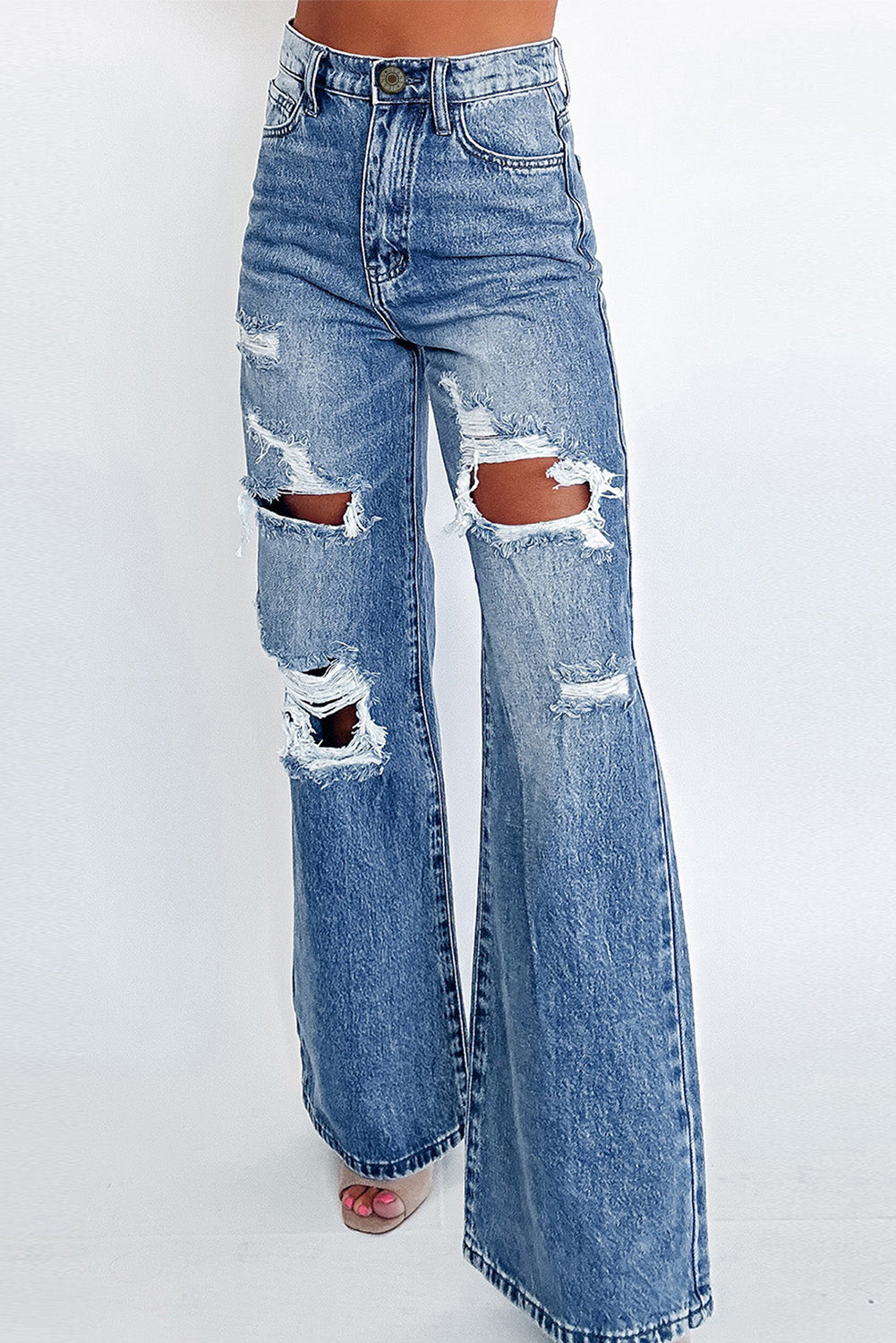Ashleigh Blue Acid Wash Distressed Wide Leg High Waist Jeans - Premium Bottoms/Jeans from Momma Done Gone Crafty- Just $41.25! Shop now at Momma Done Gone Crafty