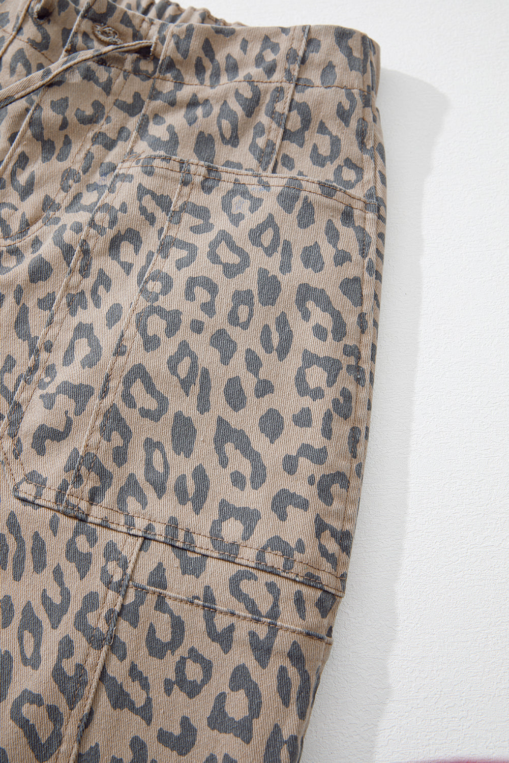Khaki Leopard Printed Drawstring Waist Pocketed Wide Leg Jeans - Premium Bottoms/Jeans from Ashes 2 Wildflowers Boutique, LLC- Just $45.99! Shop now at Ashes 2 Wildflowers Boutique, LLC