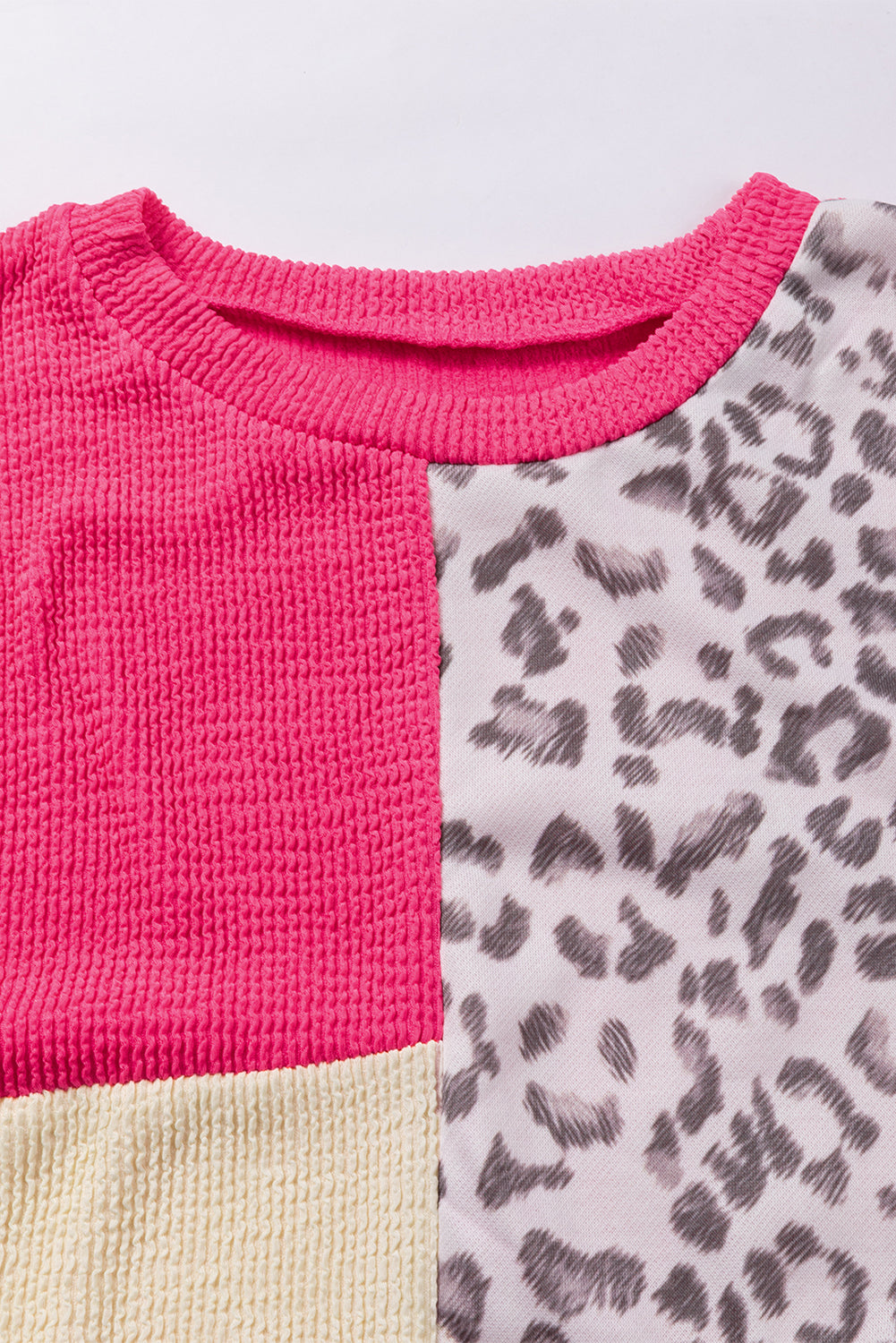 Rose Leopard Patchwork Color Block Ribbed Long Sleeve Top - Premium Tops from Momma Done Gone Crafty- Just $22.99! Shop now at Momma Done Gone Crafty