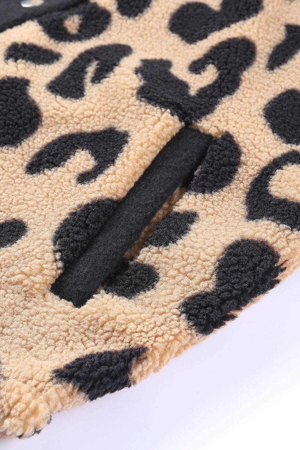 Black Contrast Trimmed Leopard Teddy Shacket - Premium Outerwear from Momma Done Gone Crafty- Just $61.50! Shop now at Momma Done Gone Crafty