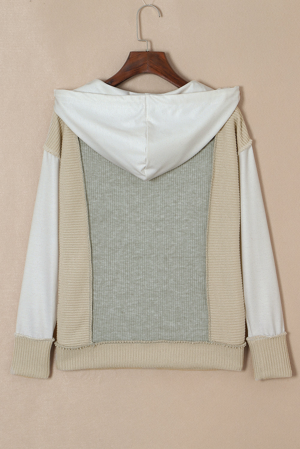Gray Long Sleeve Textured Knit Patchwork Hoodie - Premium Tops from Momma Done Gone Crafty- Just $32.99! Shop now at Momma Done Gone Crafty