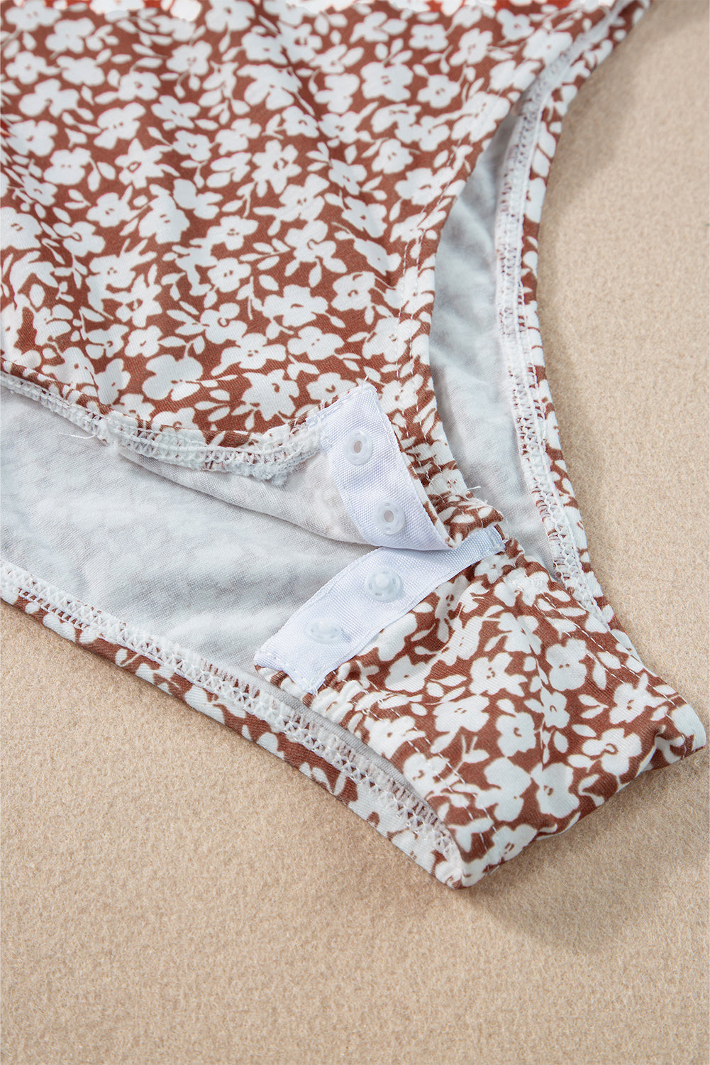 Chestnut Floral Print Spaghetti Strap V Neck Bodysuit - Premium Tops/Bodysuits from Ashes 2 Wildflowers Boutique, LLC- Just $9.60! Shop now at Ashes 2 Wildflowers Boutique, LLC