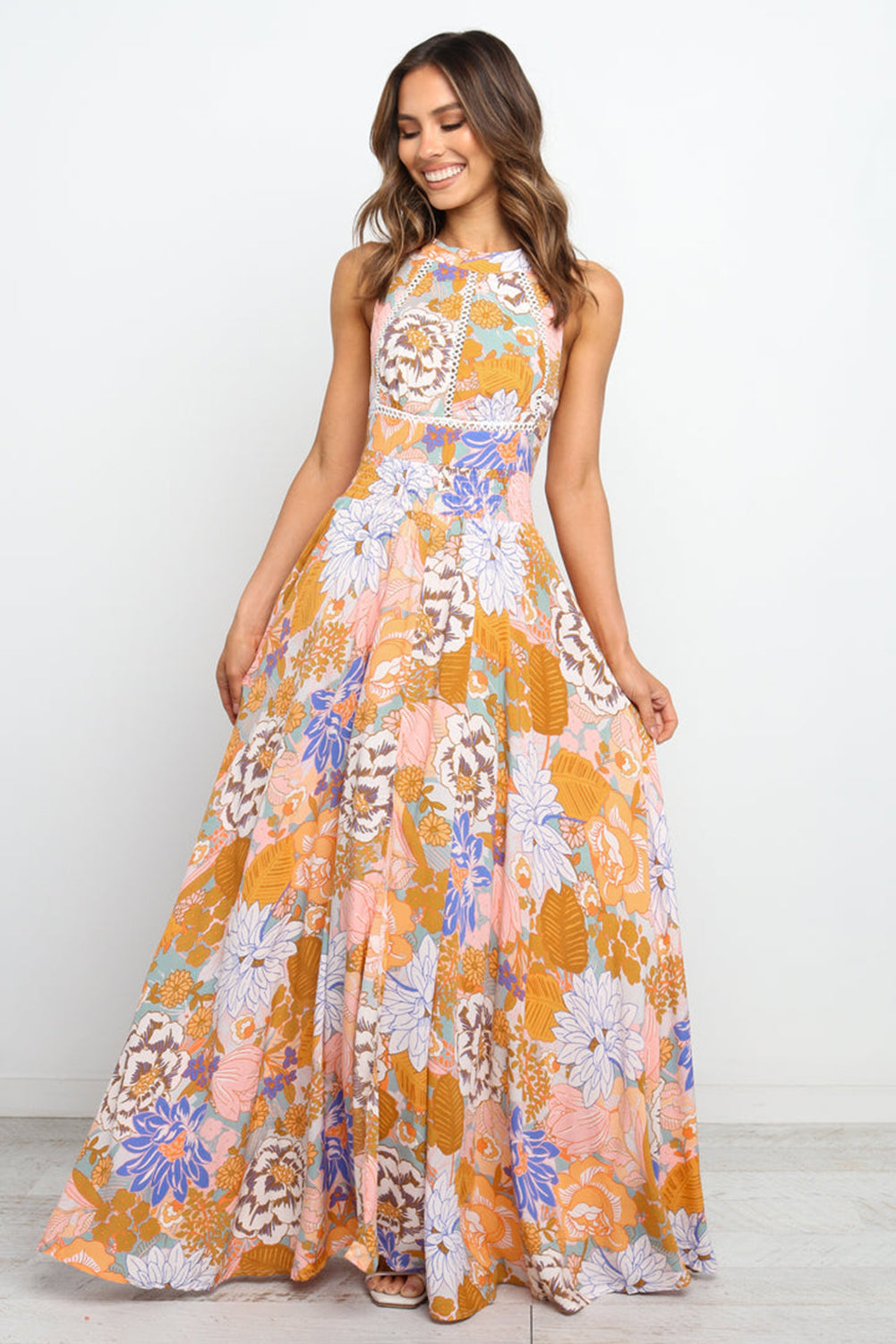 Orange Boho Floral Backless Lace up Sleeveless Maxi Dress - Premium Dresses/Maxi Dresses from Ashes 2 Wildflowers Boutique, LLC- Just $41.19! Shop now at Ashes 2 Wildflowers Boutique, LLC
