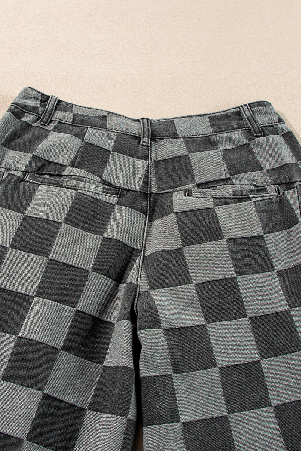 Dark Grey Checkered Denim Wide Leg Jeans - Premium Bottoms/Jeans from Momma Done Gone Crafty- Just $36.30! Shop now at Momma Done Gone Crafty
