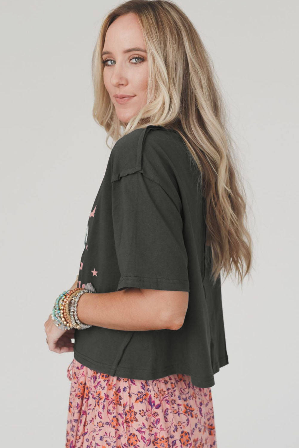 Gray WE TRUST IN DOLLY Western Fashion Graphic Tee - Premium Tops/Tops & Tees from Momma Done Gone Crafty- Just $19.99! Shop now at Momma Done Gone Crafty