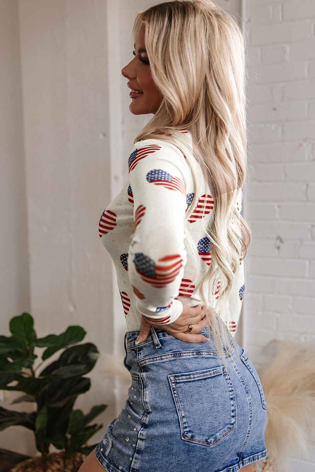 White Americana Glitter Mesh Long Sleeve Bodysuit - Premium Tops/Bodysuits from Ashes 2 Wildflowers Boutique, LLC- Just $26.90! Shop now at Ashes 2 Wildflowers Boutique, LLC
