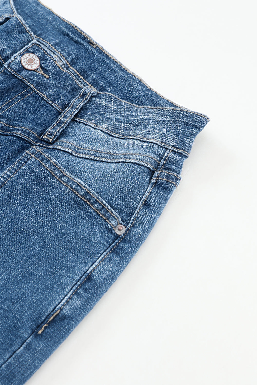 Blue High Waist Seam Stitching Pocket Flare Jeans - Premium Bottoms from Momma Done Gone Crafty- Just $60! Shop now at Momma Done Gone Crafty