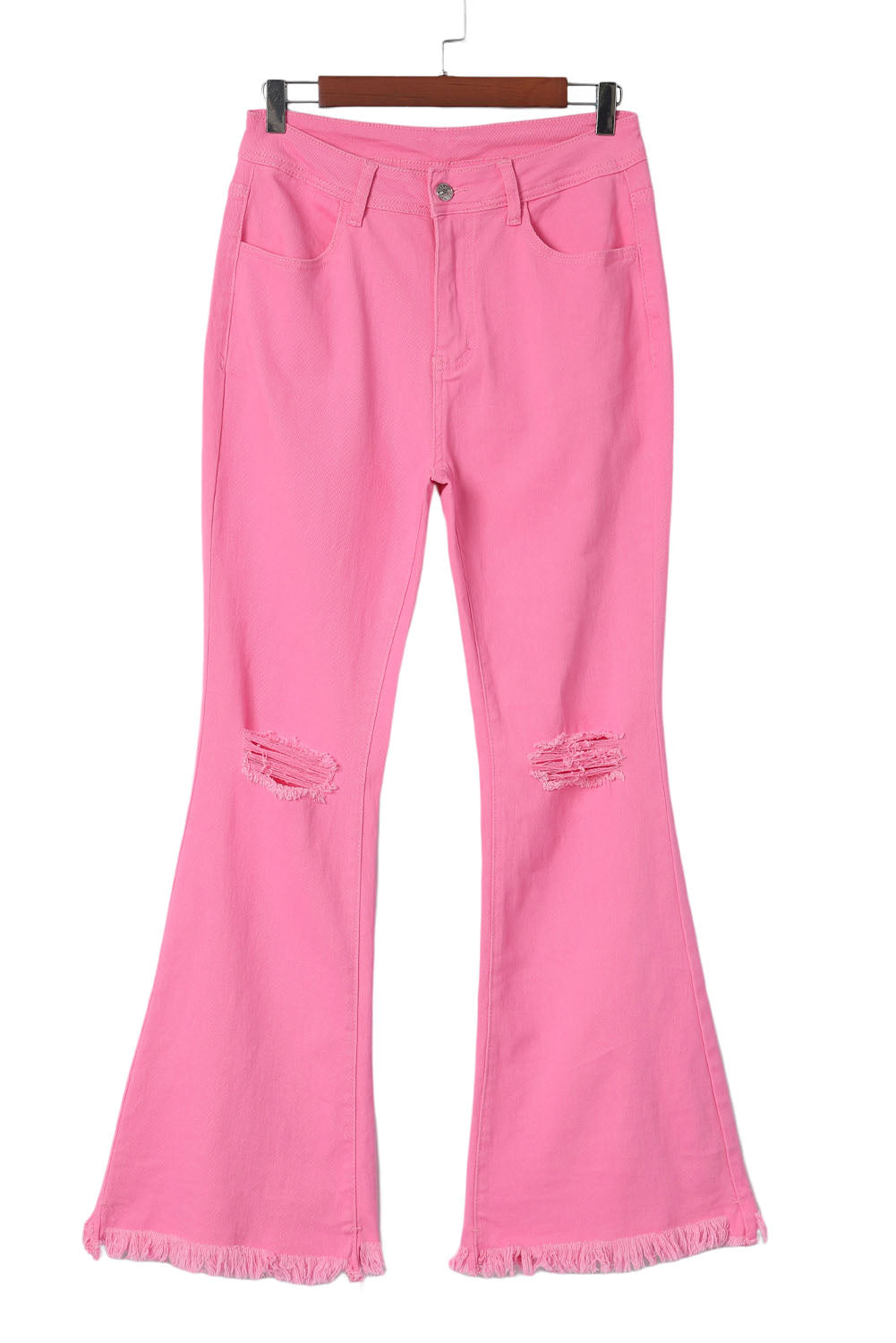 Pink Vintage High Waist Flare Leg Ripped Raw Hem Jeans - Premium Bottoms/Jeans from Ashes 2 Wildflowers Boutique, LLC- Just $35.40! Shop now at Ashes 2 Wildflowers Boutique, LLC