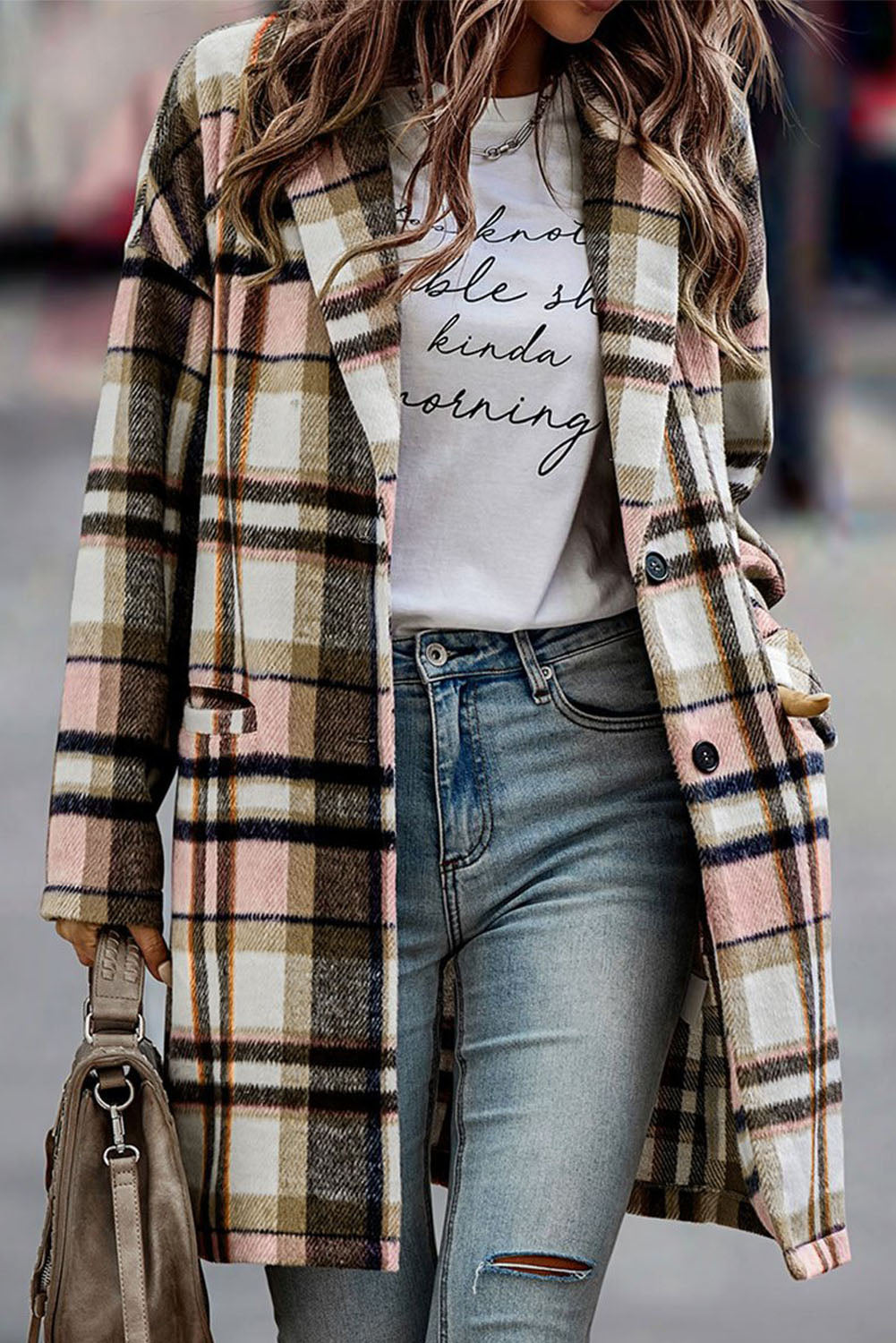 Pink Plaid Button Up Lapel Jacket - Premium Outerwear from Momma Done Gone Crafty- Just $49.99! Shop now at Momma Done Gone Crafty