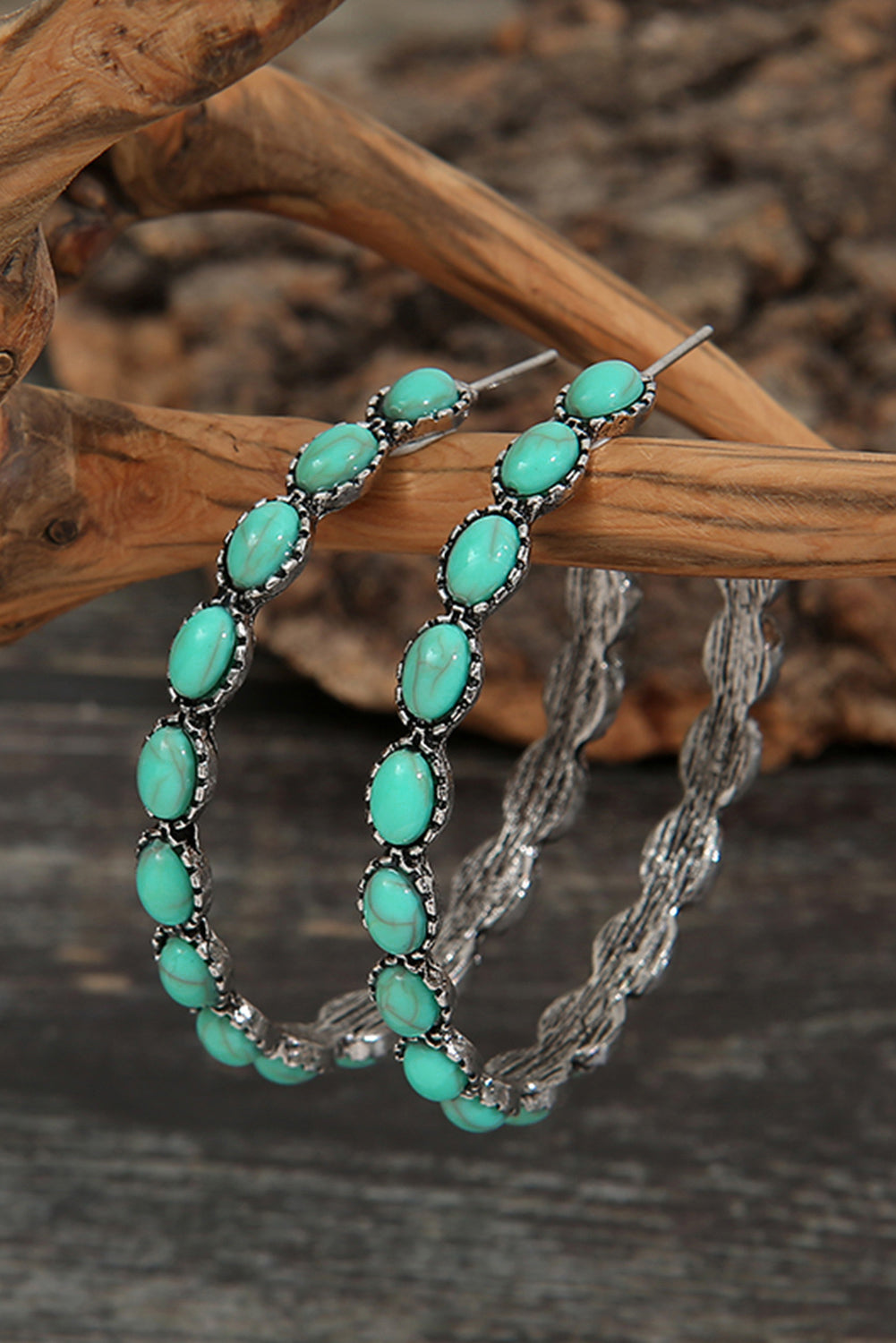 Sky Blue Gem Inlay Retro C-shape Earrings - Premium Accessories/Jewelry from Momma Done Gone Crafty- Just $8.99! Shop now at Momma Done Gone Crafty