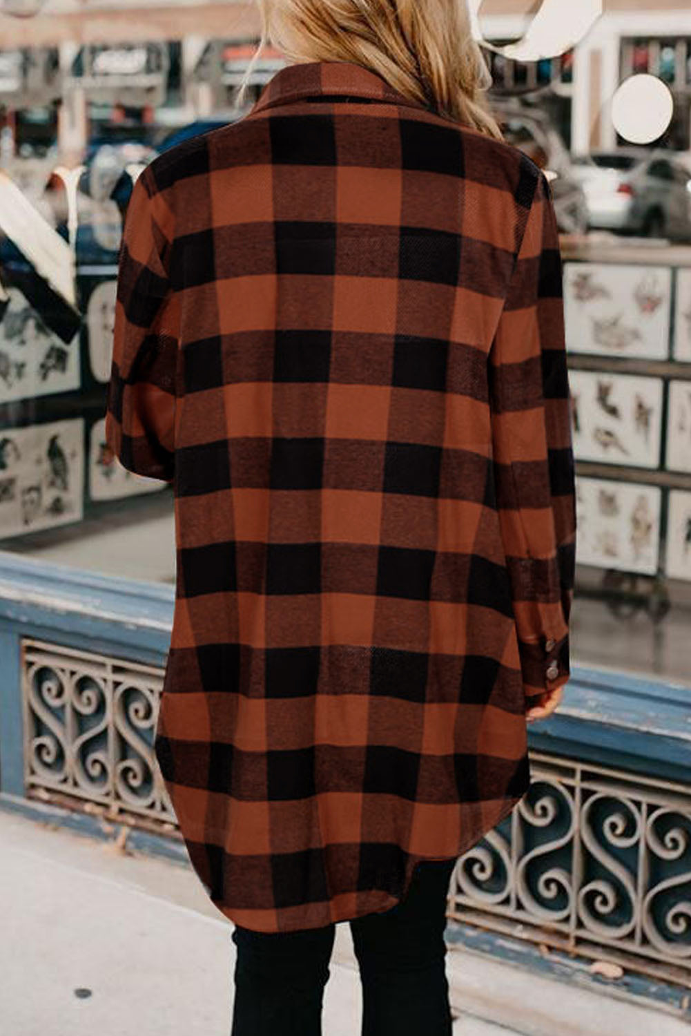 Brown Turn-down Collar Plaid Shirt Coat - Premium Outerwear from Momma Done Gone Crafty- Just $54.60! Shop now at Momma Done Gone Crafty