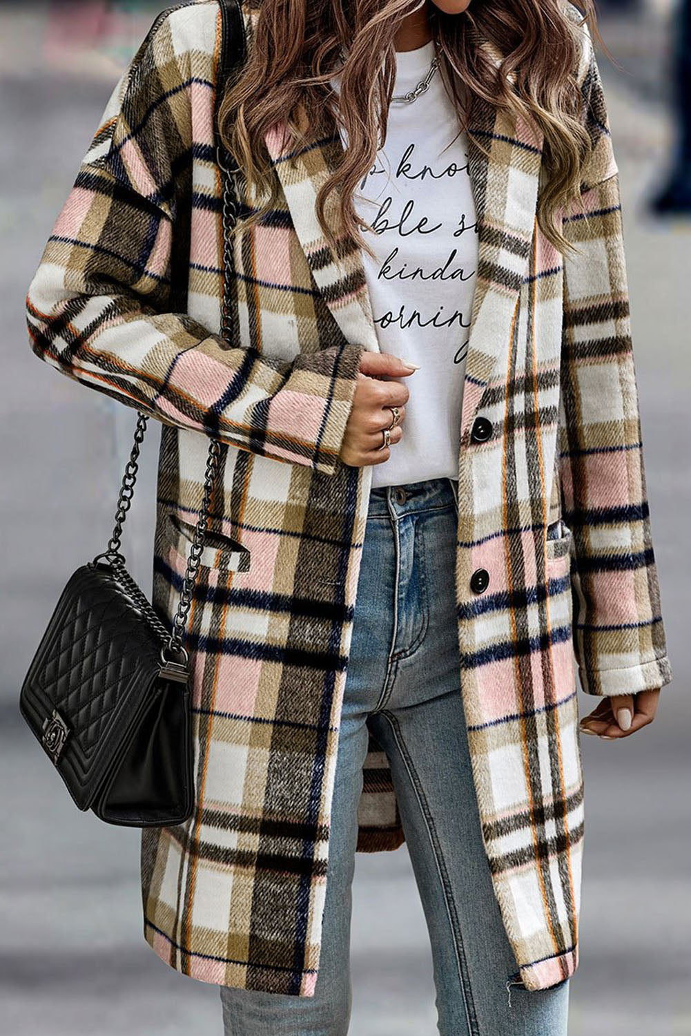 Pink Plaid Button Up Lapel Jacket - Premium Outerwear from Momma Done Gone Crafty- Just $62.99! Shop now at Momma Done Gone Crafty