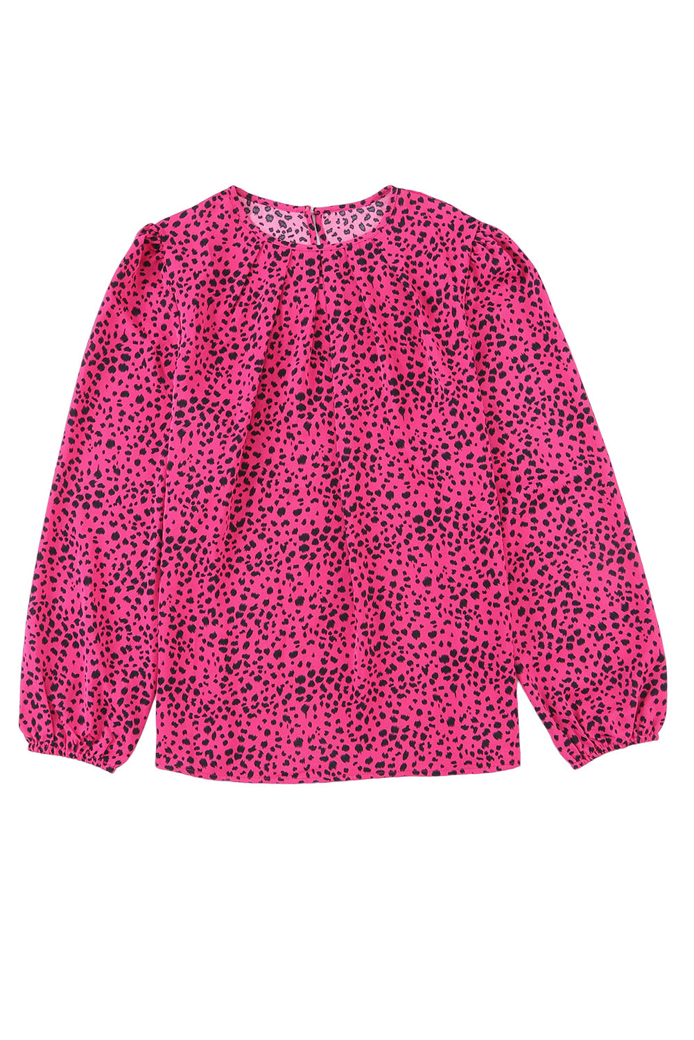 Rose Leopard Print Pleated Blouse with Keyhole - Premium Tops from Momma Done Gone Crafty- Just $37.10! Shop now at Momma Done Gone Crafty