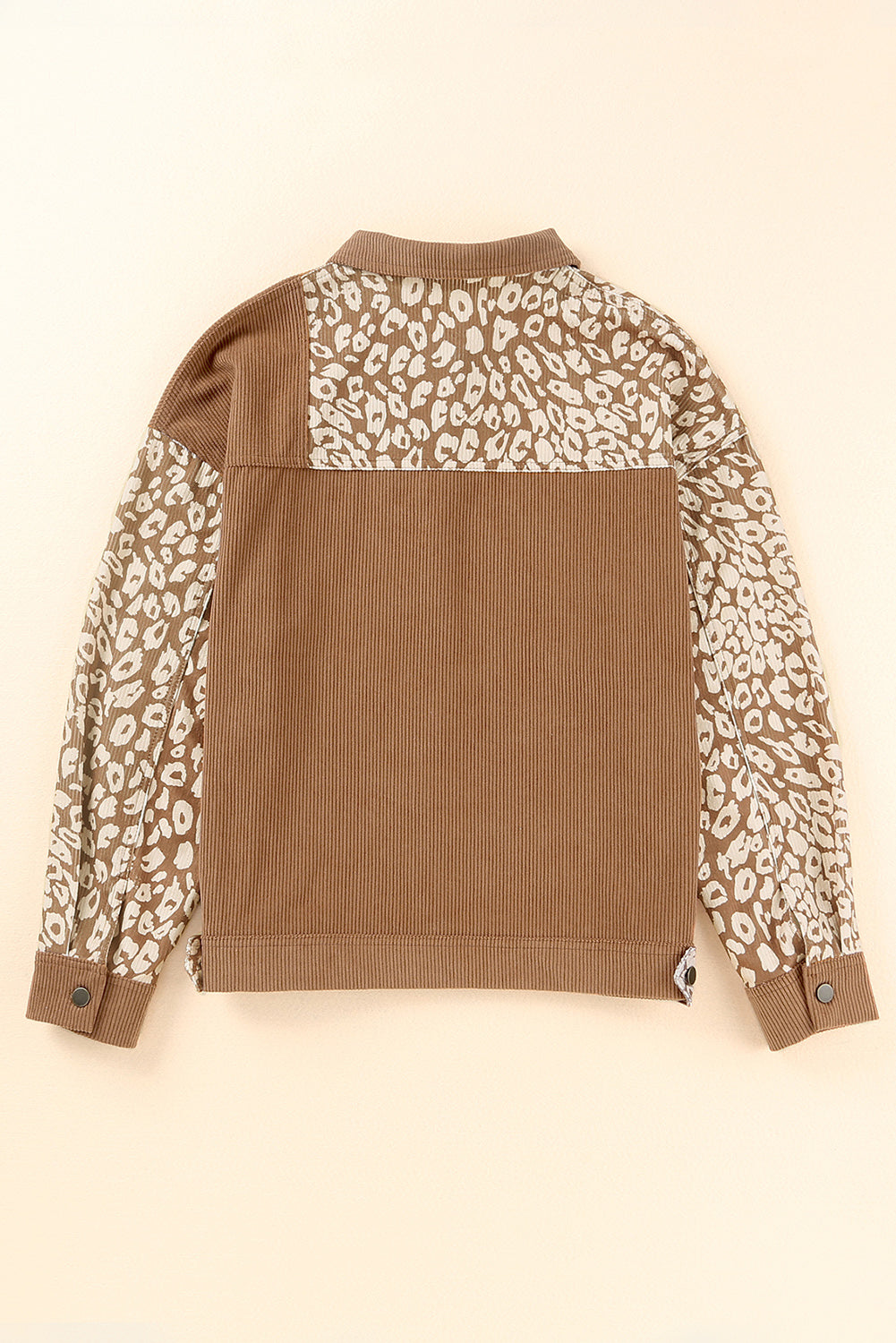 Brown Leopard Print Corduroy Long Sleeve Jacket - Premium Outerwear from Momma Done Gone Crafty- Just $48.90! Shop now at Momma Done Gone Crafty