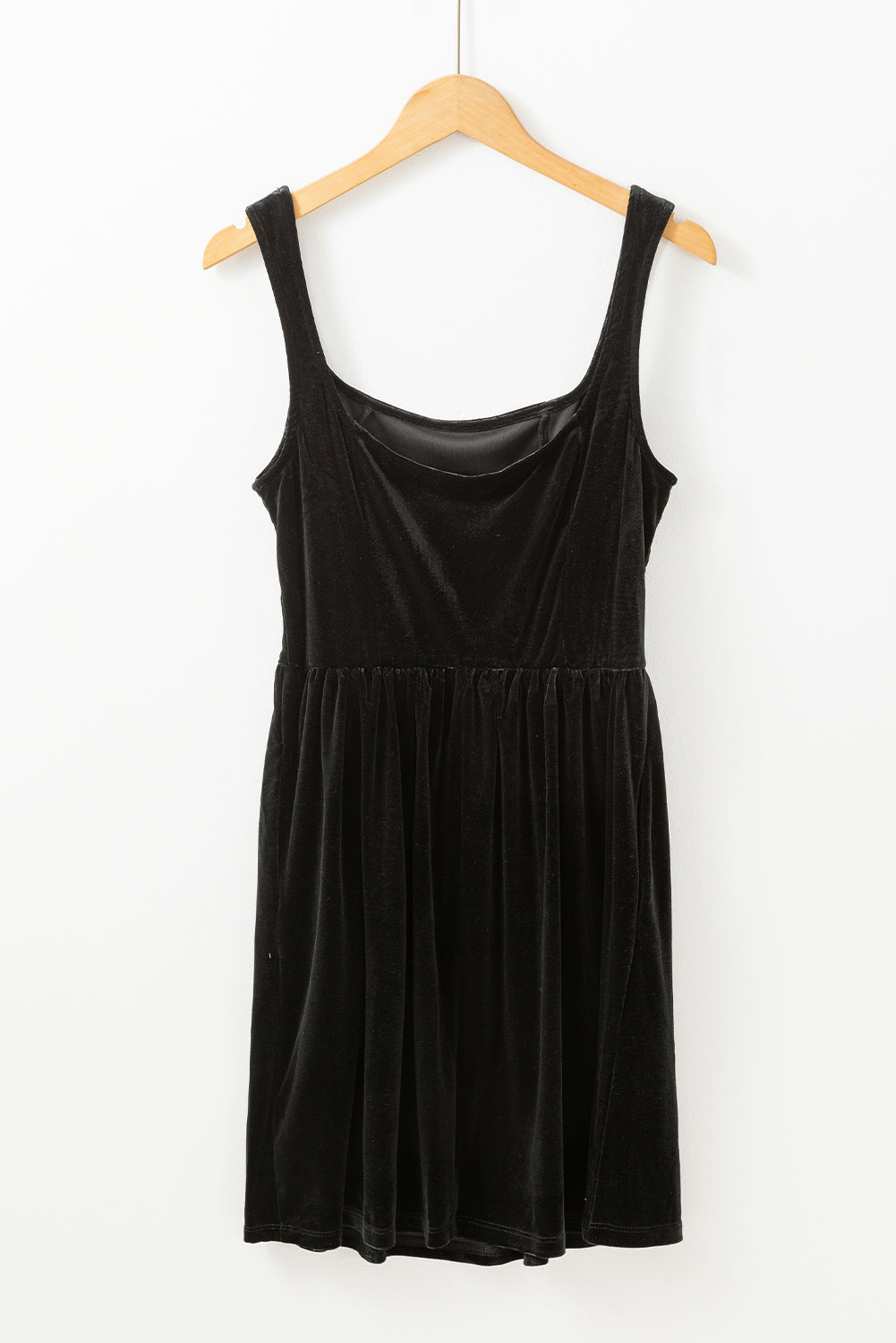Black Velvet Square Neck Sleeveless High Waist Mini Dress with Pockets - Premium Dresses/Mini Dresses from Momma Done Gone Crafty- Just $30! Shop now at Momma Done Gone Crafty