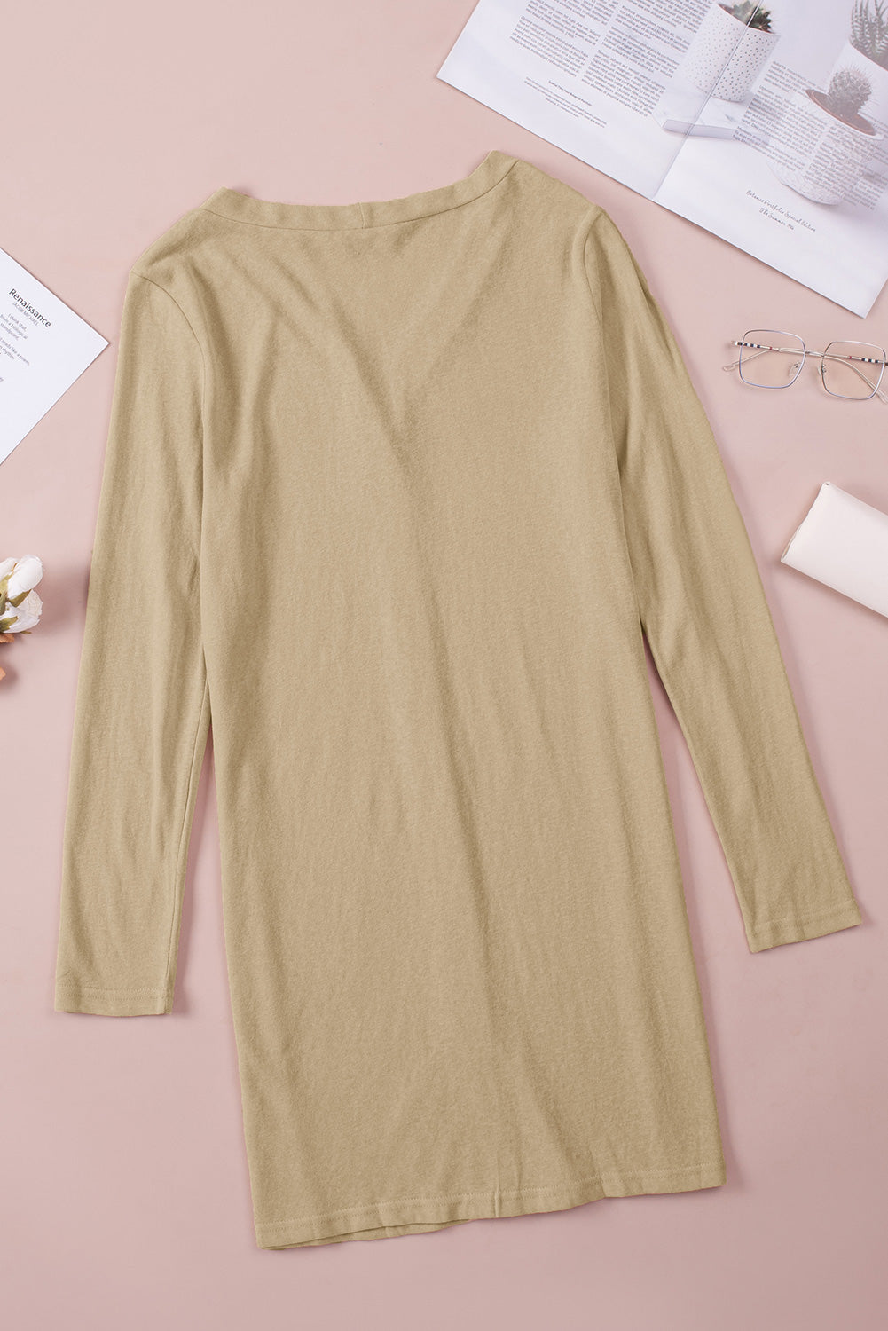 Solid Color Open-Front Buttons Cardigan - Premium Tops from Momma Done Gone Crafty- Just $19.80! Shop now at Momma Done Gone Crafty