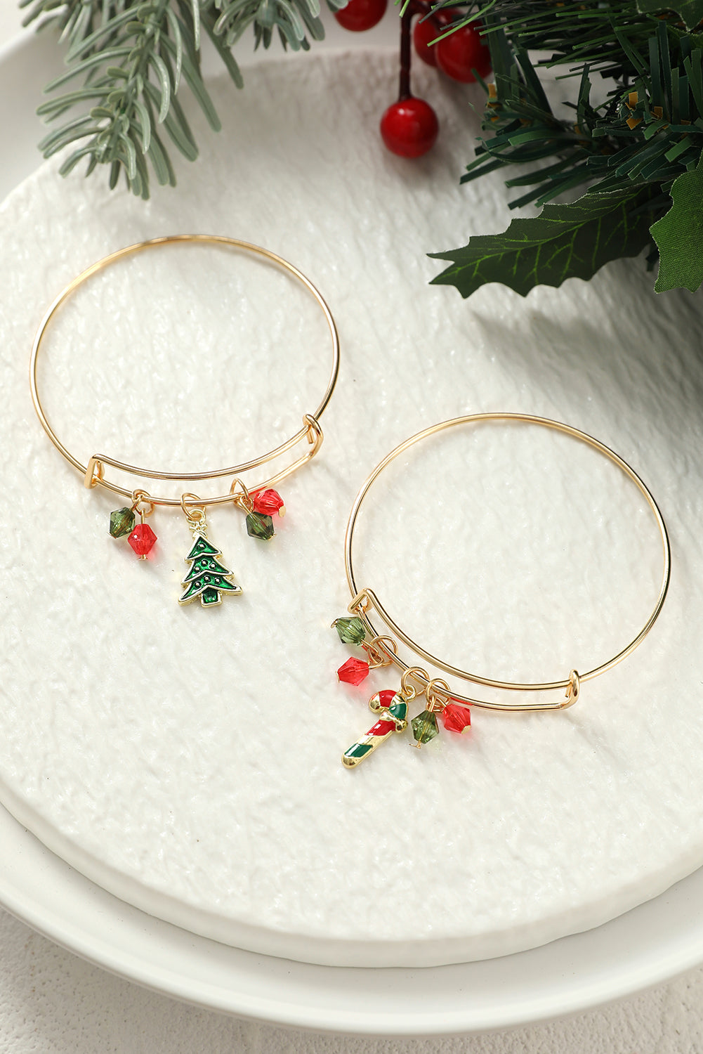 Gold Christmas Candy Cane Beading Pendant Bracelet - Premium Accessories from Momma Done Gone Crafty- Just $6.99! Shop now at Momma Done Gone Crafty
