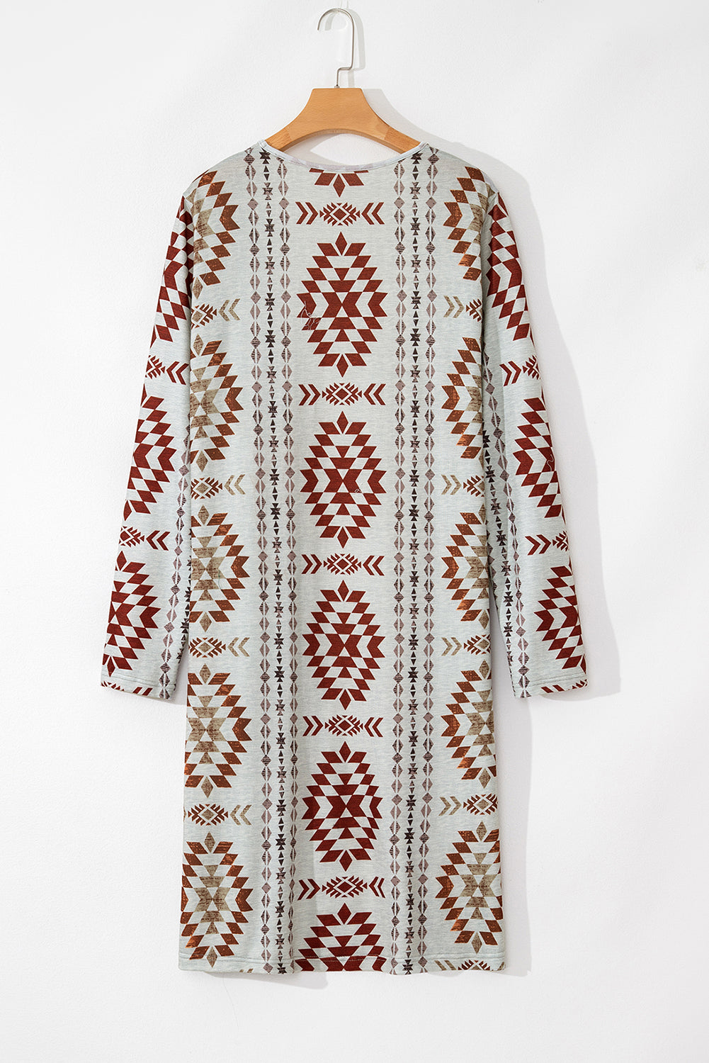 Brown Western Aztec Printed Open Front Long Cardigan - Premium Sweaters & Cardigans/Cardigans from Momma Done Gone Crafty- Just $18! Shop now at Momma Done Gone Crafty