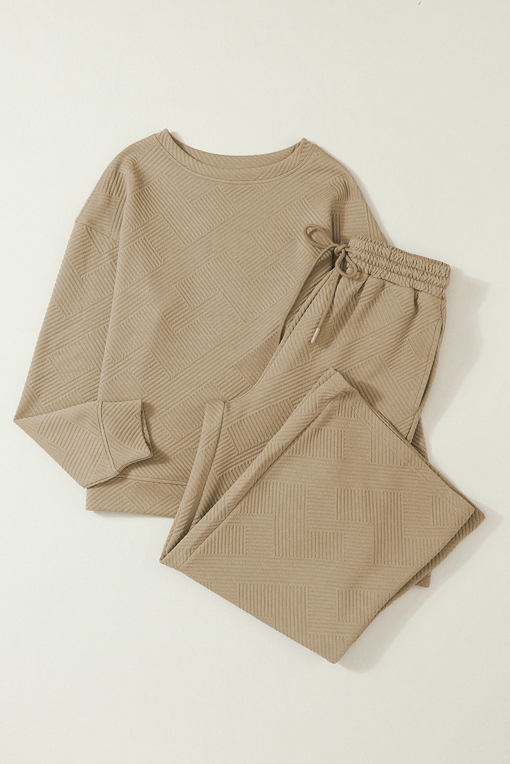 Khaki Ultra Loose Textured 2pcs Slouchy Outfit - Premium Loungewear from Momma Done Gone Crafty- Just $62.99! Shop now at Momma Done Gone Crafty