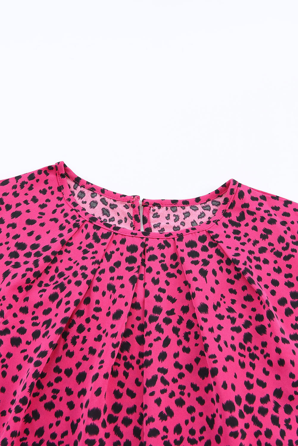Rose Leopard Print Pleated Blouse with Keyhole - Premium Tops from Momma Done Gone Crafty- Just $37.10! Shop now at Momma Done Gone Crafty