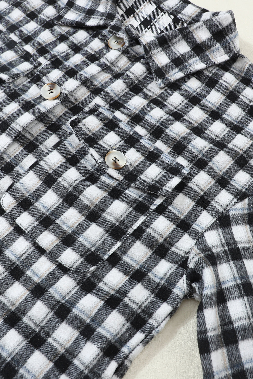 Black Plaid Print Chest Pockets Buttoned Tunic Shacket - Premium Outerwear from Momma Done Gone Crafty- Just $40! Shop now at Momma Done Gone Crafty