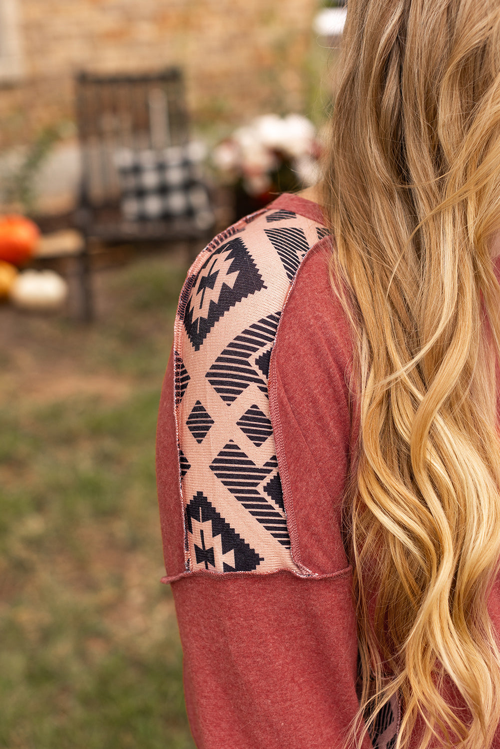 Redwood Burl Aztec Patchwork Drop Shoulder Plus Size High Low Sweatshirt - Premium Plus Size/Plus Size Sweatshirts & Hoodies from Momma Done Gone Crafty- Just $22.65! Shop now at Momma Done Gone Crafty