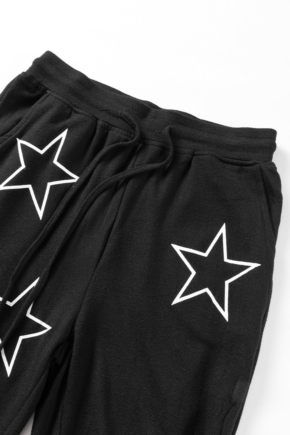Black Stars Print Long Sleeve Drawstring High Waist Lounge Set - Premium Loungewear from Momma Done Gone Crafty- Just $34.50! Shop now at Momma Done Gone Crafty