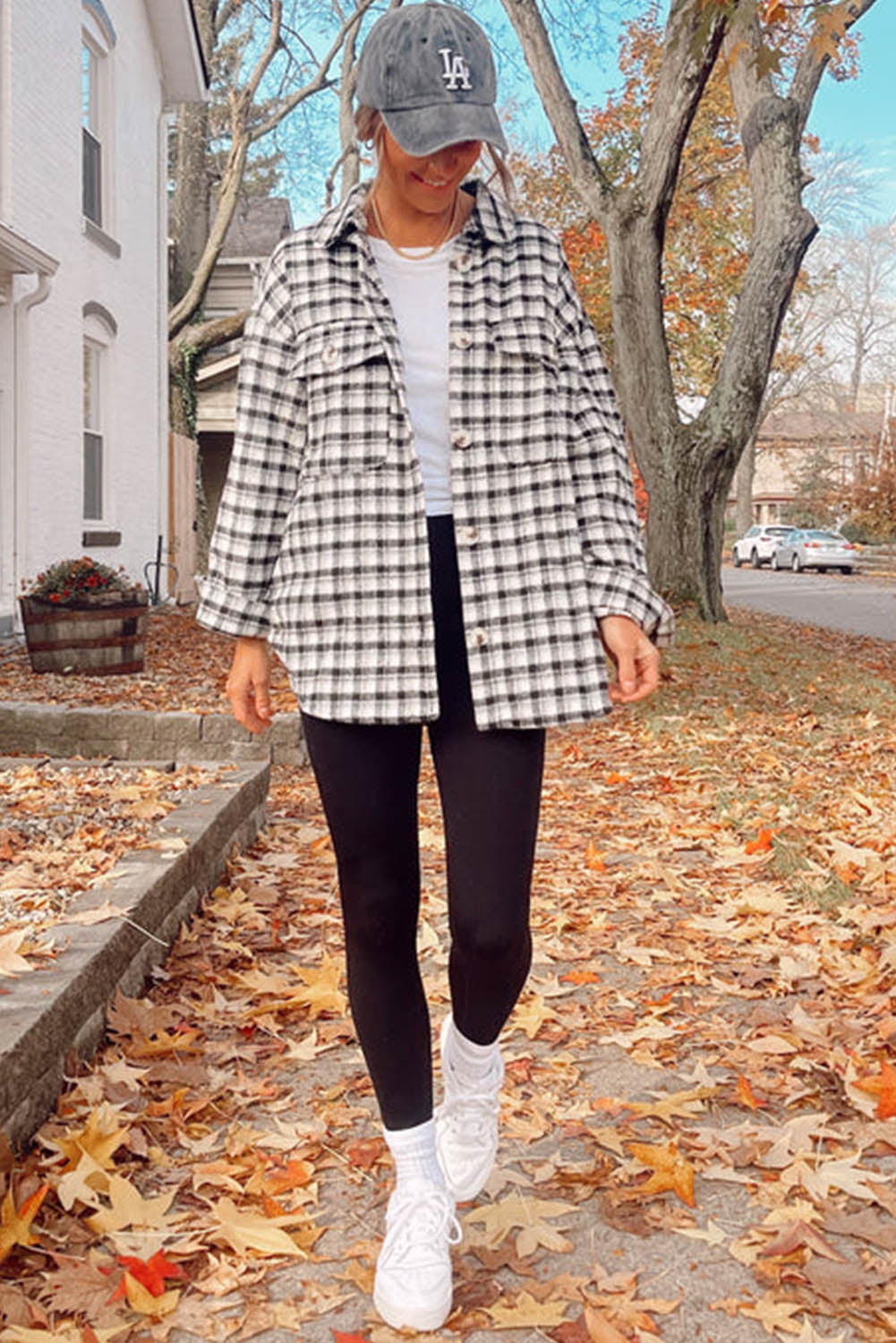Black Plaid Print Chest Pockets Buttoned Tunic Shacket - Premium Outerwear from Momma Done Gone Crafty- Just $40.00! Shop now at Momma Done Gone Crafty