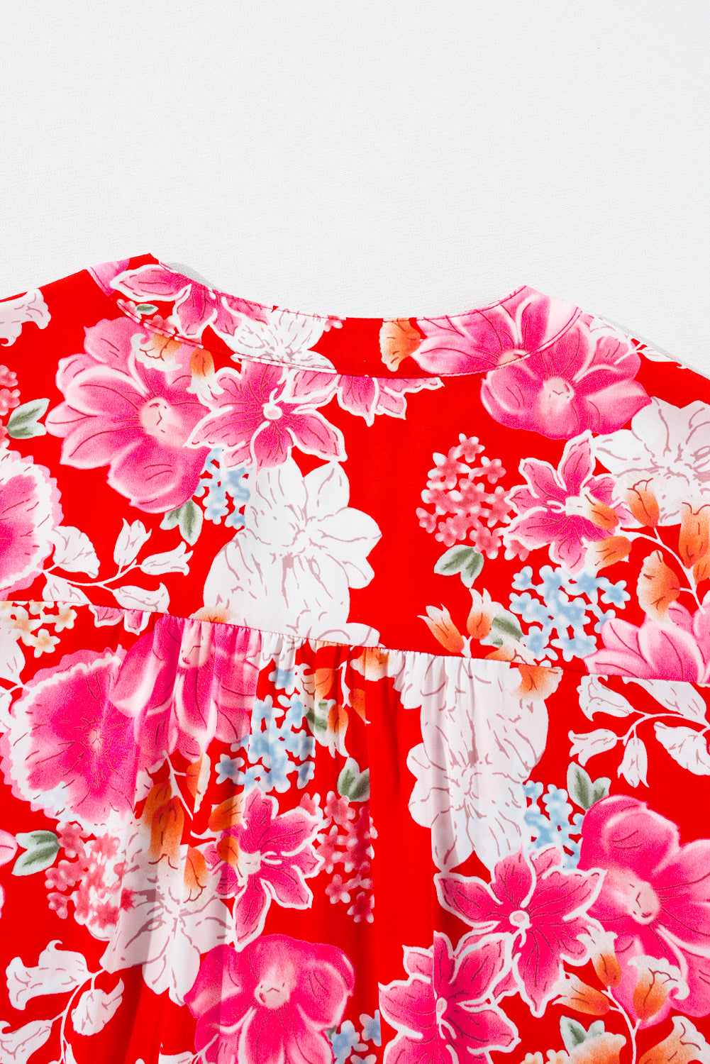 Red Floral Print High Waist V Neck Babydoll Mini Dress - Premium Dresses/Mini Dresses from Momma Done Gone Crafty- Just $38.99! Shop now at Momma Done Gone Crafty