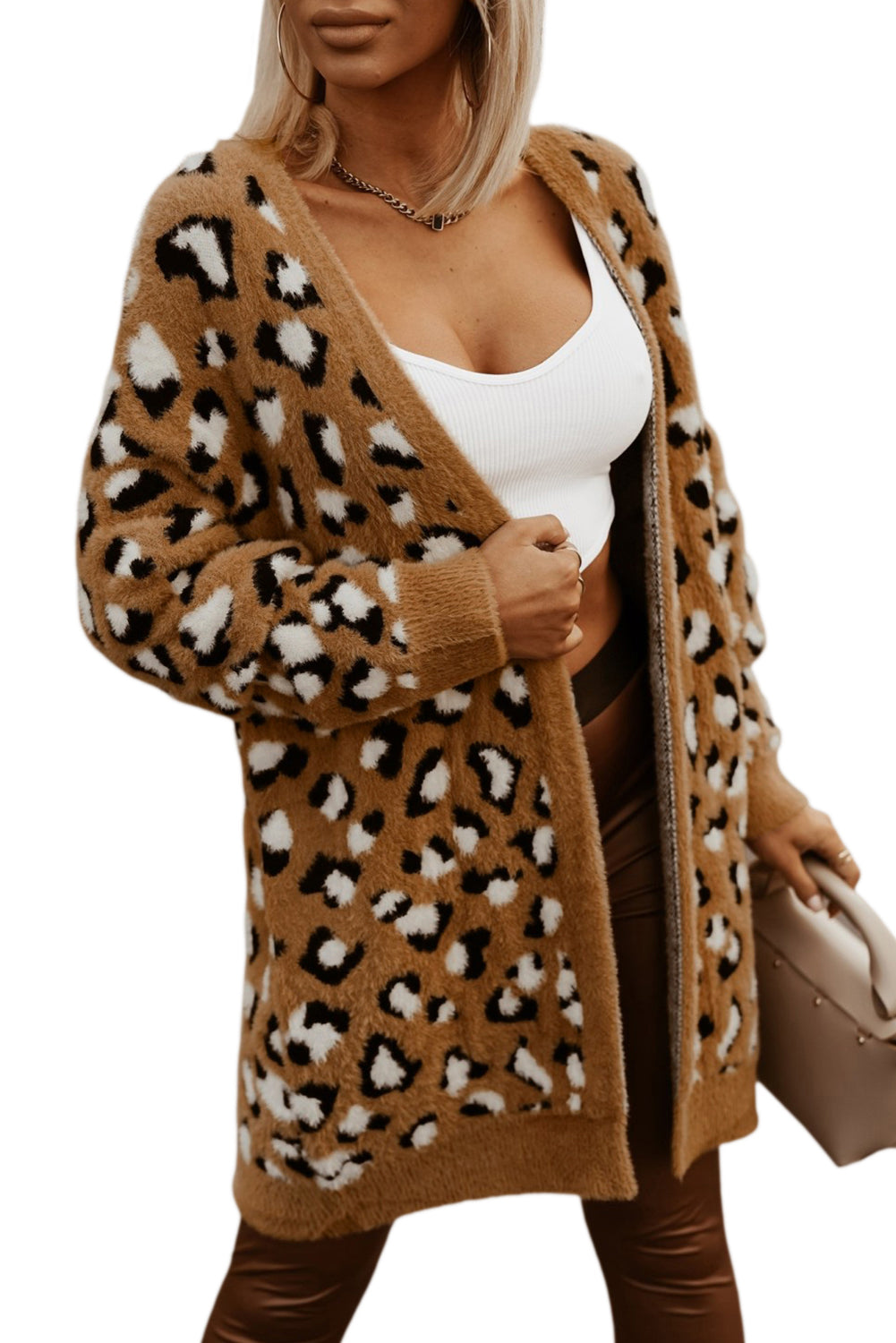 Brown Leopard Print Fur Cardigan - Premium Tops from Momma Done Gone Crafty- Just $45.60! Shop now at Momma Done Gone Crafty