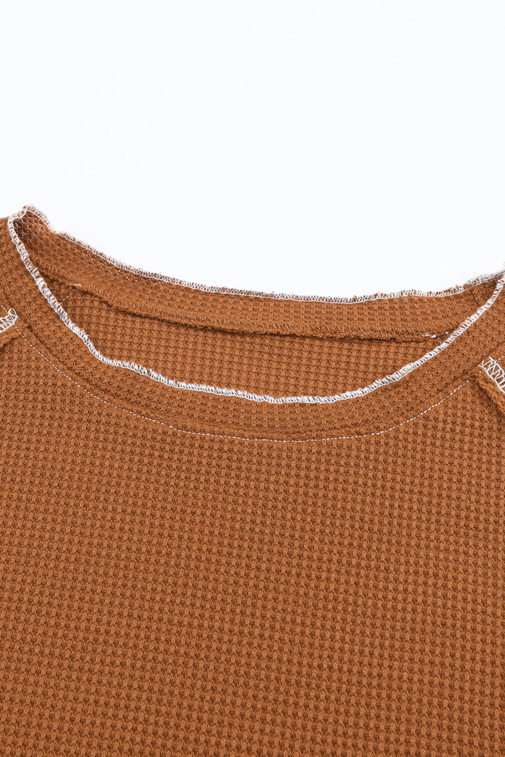 Brown Textured Round Neck Long Sleeve Top - Premium Tops from Momma Done Gone Crafty- Just $23! Shop now at Momma Done Gone Crafty
