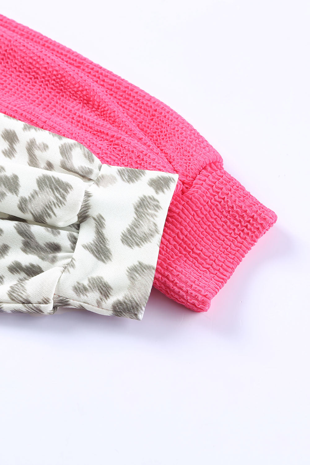 Rose Leopard Patchwork Color Block Ribbed Long Sleeve Top - Premium Tops from Momma Done Gone Crafty- Just $22.99! Shop now at Momma Done Gone Crafty