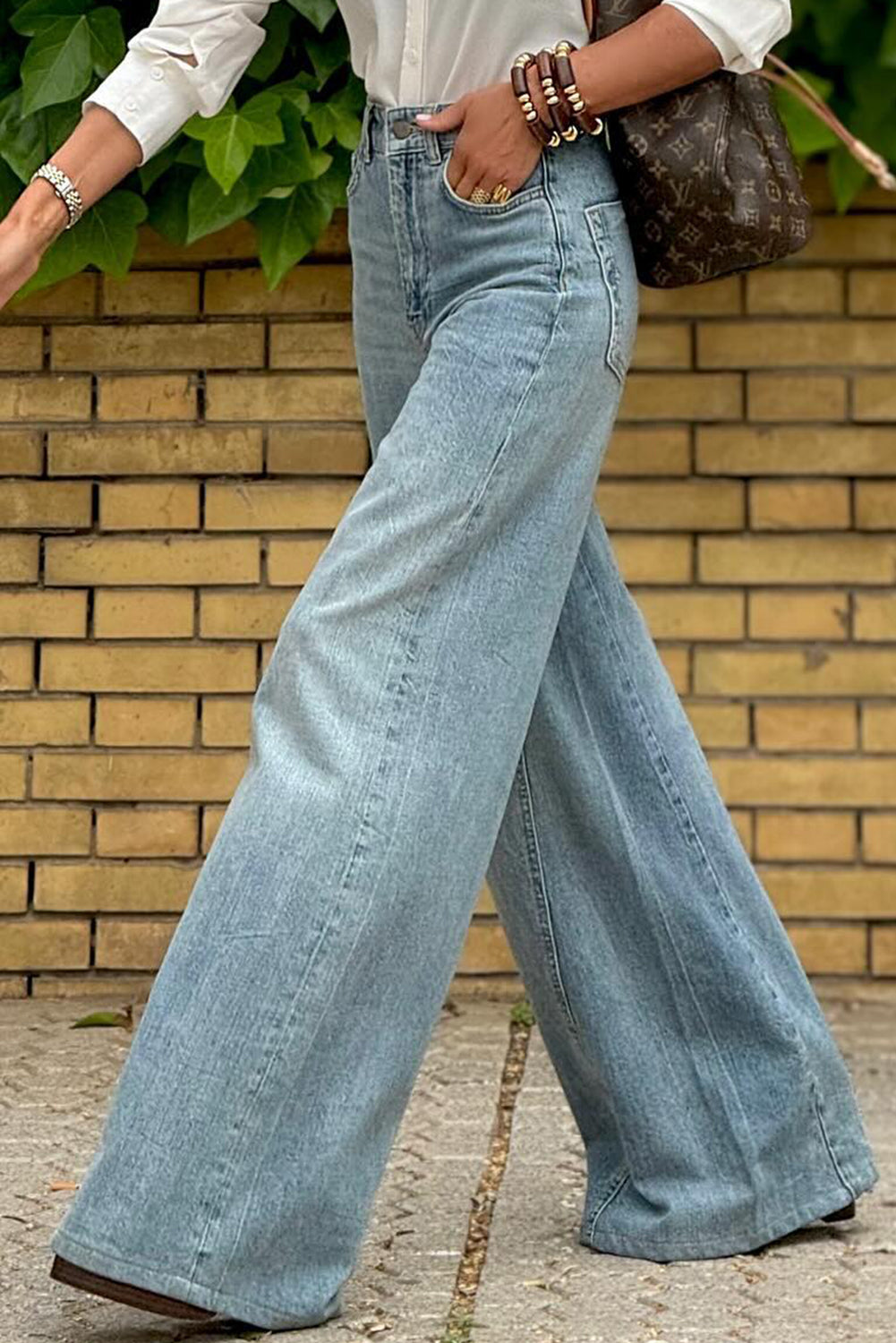 Dusk Blue Acid Wash Extra Wide Leg High Waist Long Jeans - Premium Bottoms/Jeans from Momma Done Gone Crafty- Just $39.45! Shop now at Momma Done Gone Crafty