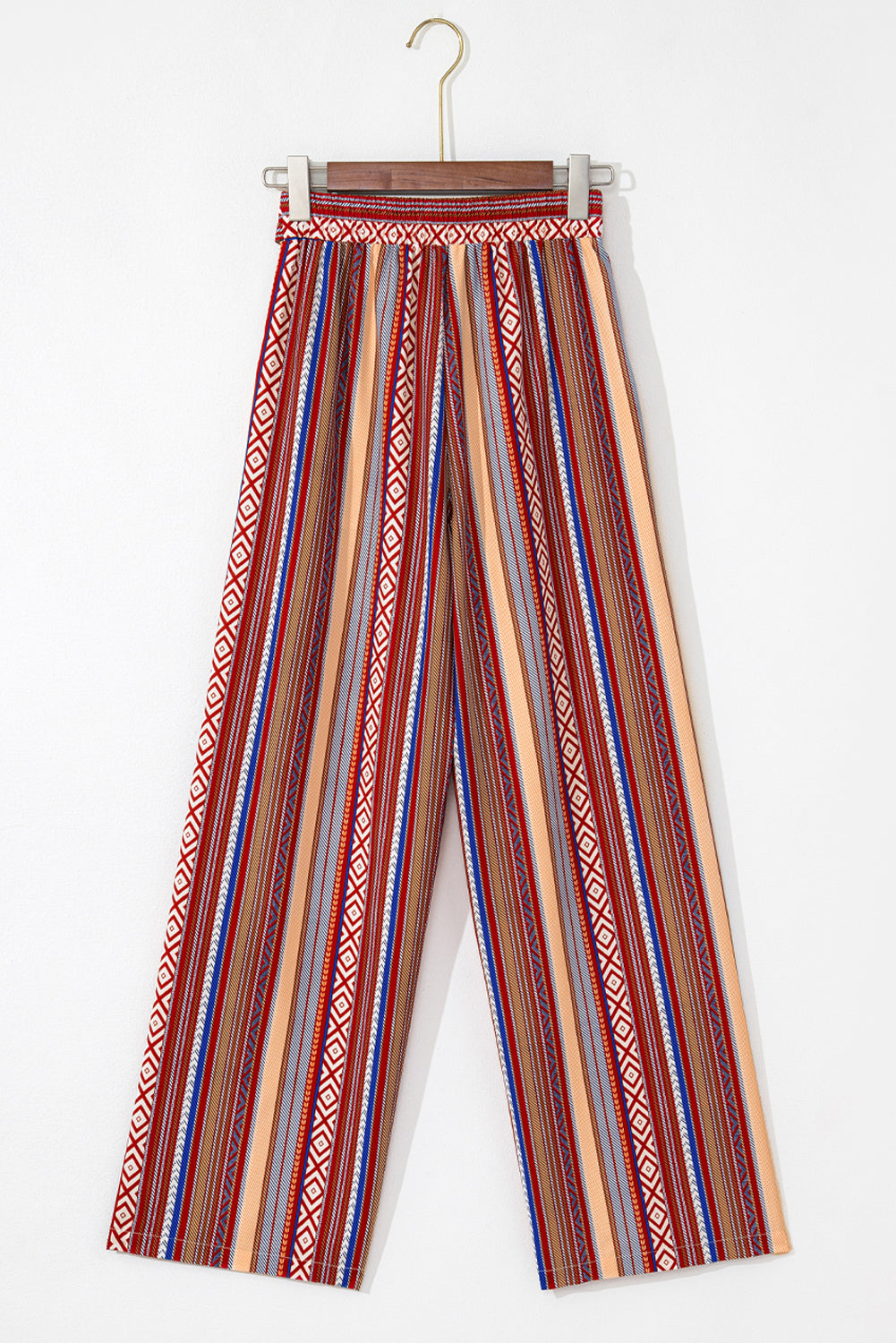Red Boho Ethnic Striped Print Tie Waist Wide Leg Pants - Premium Bottoms/Pants & Culotte from Momma Done Gone Crafty- Just $22.83! Shop now at Momma Done Gone Crafty