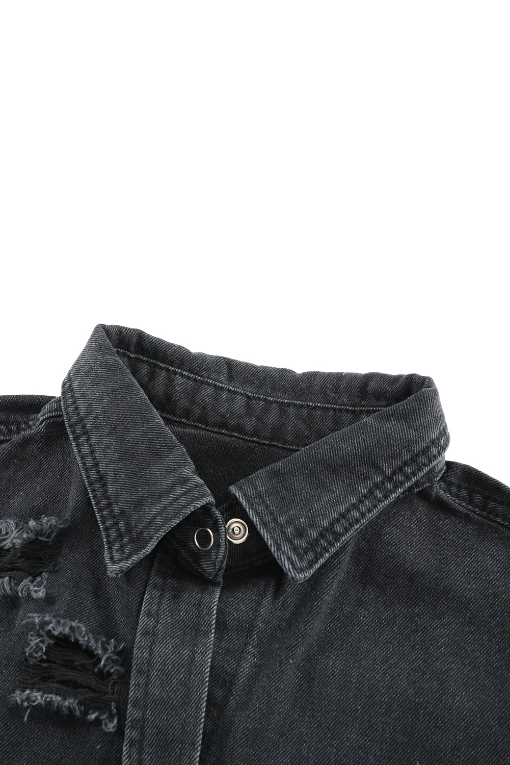 Black Ripped Denim Jacket - Premium Outerwear from Momma Done Gone Crafty- Just $56.99! Shop now at Momma Done Gone Crafty