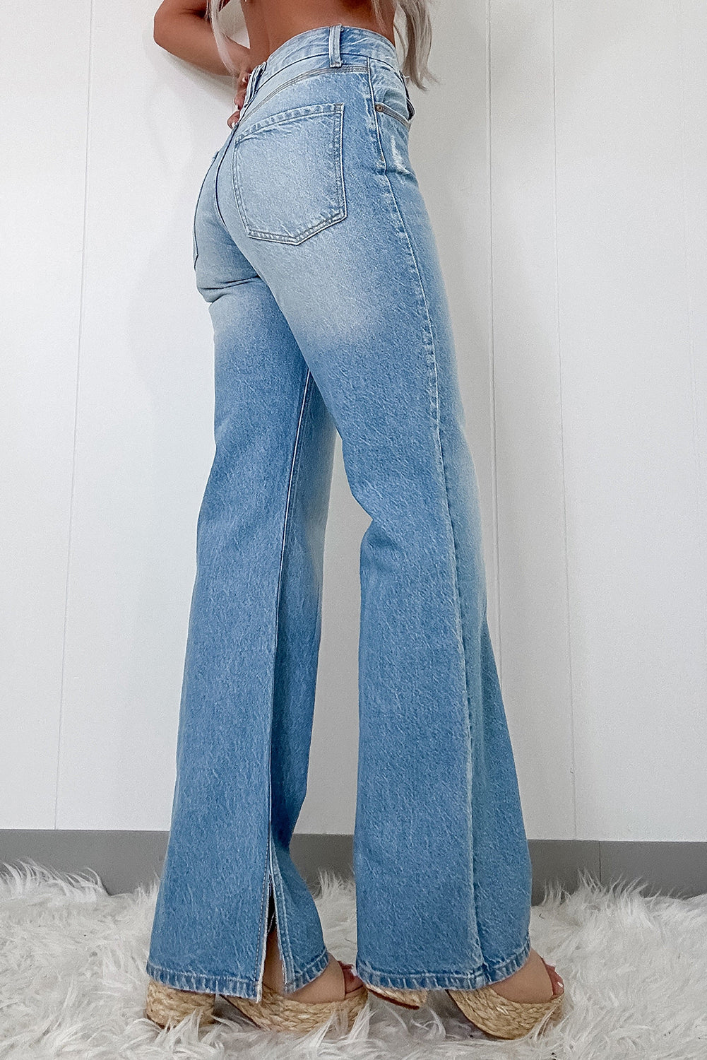 Myosotis High Rise Shift Slit Leg Straight Jeans - Premium Bottoms/Jeans from Momma Done Gone Crafty- Just $57.99! Shop now at Momma Done Gone Crafty