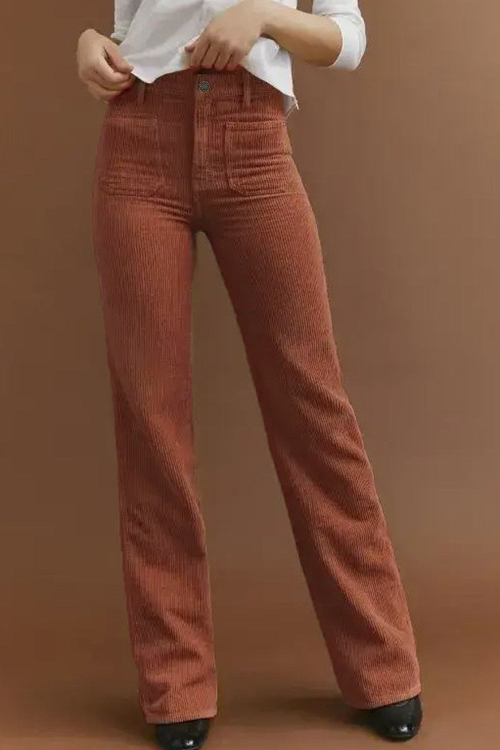 Brown High Waist Square Pockets Corduroy Pants - Premium Bottoms/Pants & Culotte from Momma Done Gone Crafty- Just $38.99! Shop now at Momma Done Gone Crafty