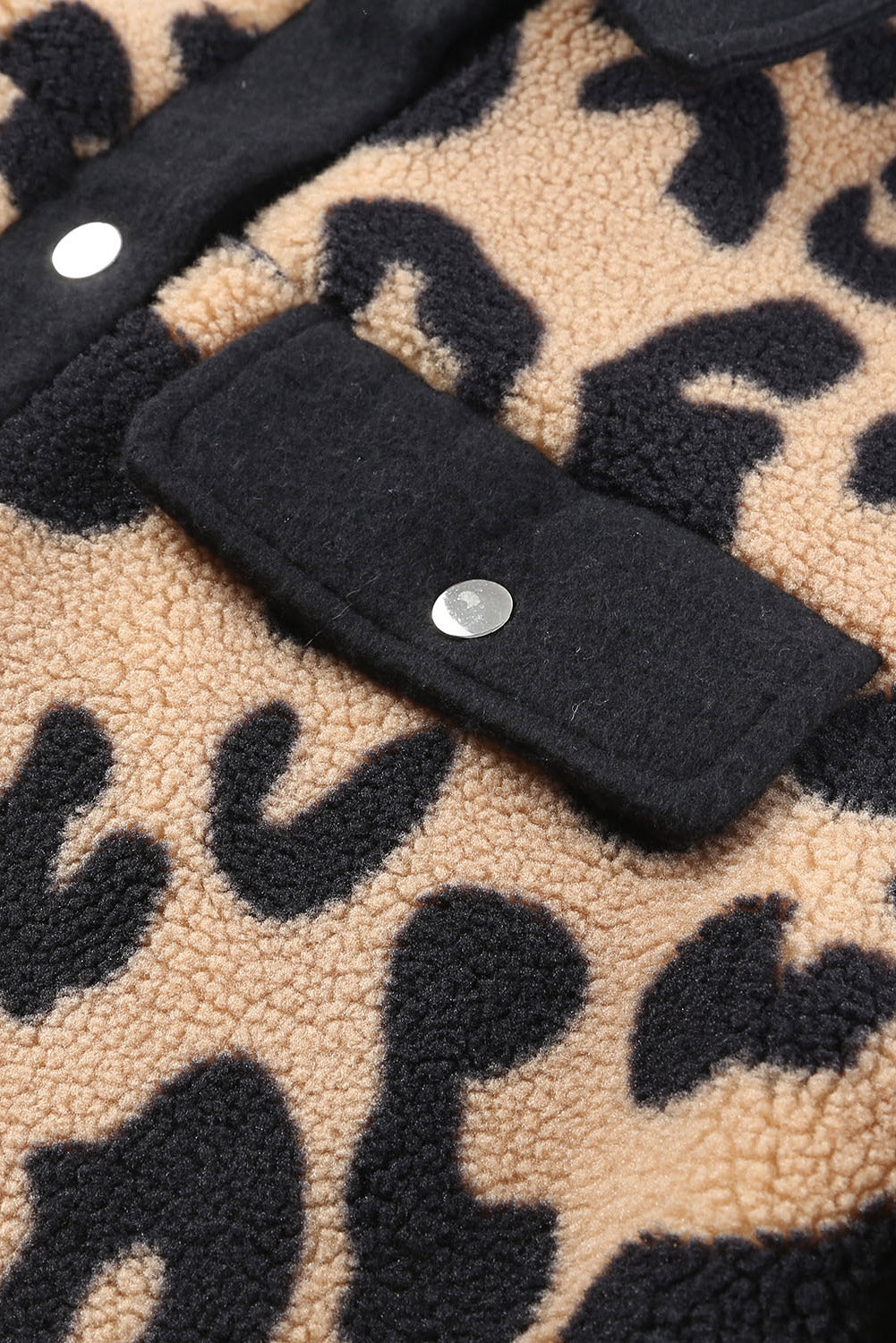 Black Contrast Trimmed Leopard Teddy Shacket - Premium Outerwear from Momma Done Gone Crafty- Just $61.50! Shop now at Momma Done Gone Crafty