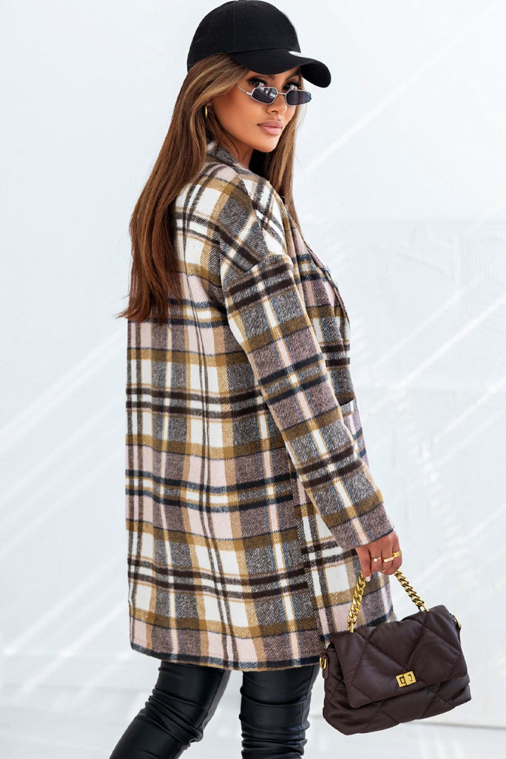 Pink Plaid Button Up Lapel Jacket - Premium Outerwear from Momma Done Gone Crafty- Just $62.99! Shop now at Momma Done Gone Crafty