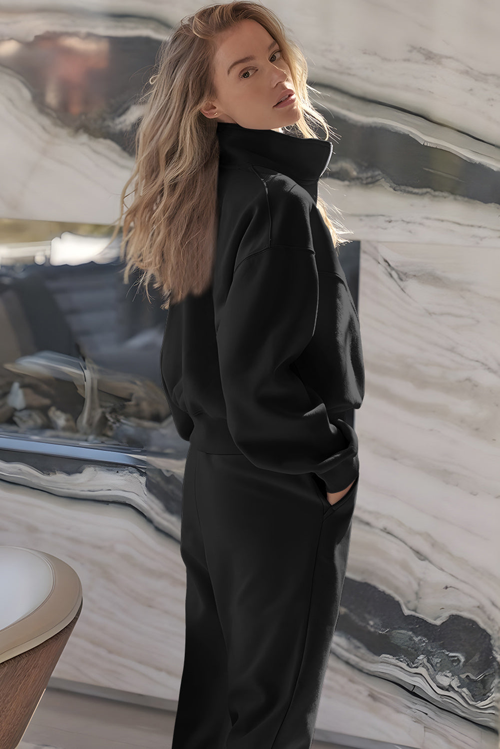 Black Half Zip up Pullover Active Top and Joggers Set - Premium Activewear/Activewear Sets from Ashes 2 Wildflowers Boutique, LLC- Just $51.30! Shop now at Ashes 2 Wildflowers Boutique, LLC