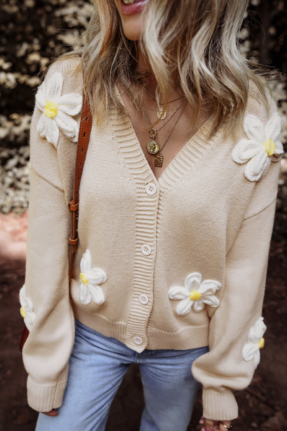 Parchment Elegant Flower Decor Button Front Cardigan - Premium Sweaters & Cardigans/Cardigans from Momma Done Gone Crafty- Just $45.45! Shop now at Momma Done Gone Crafty