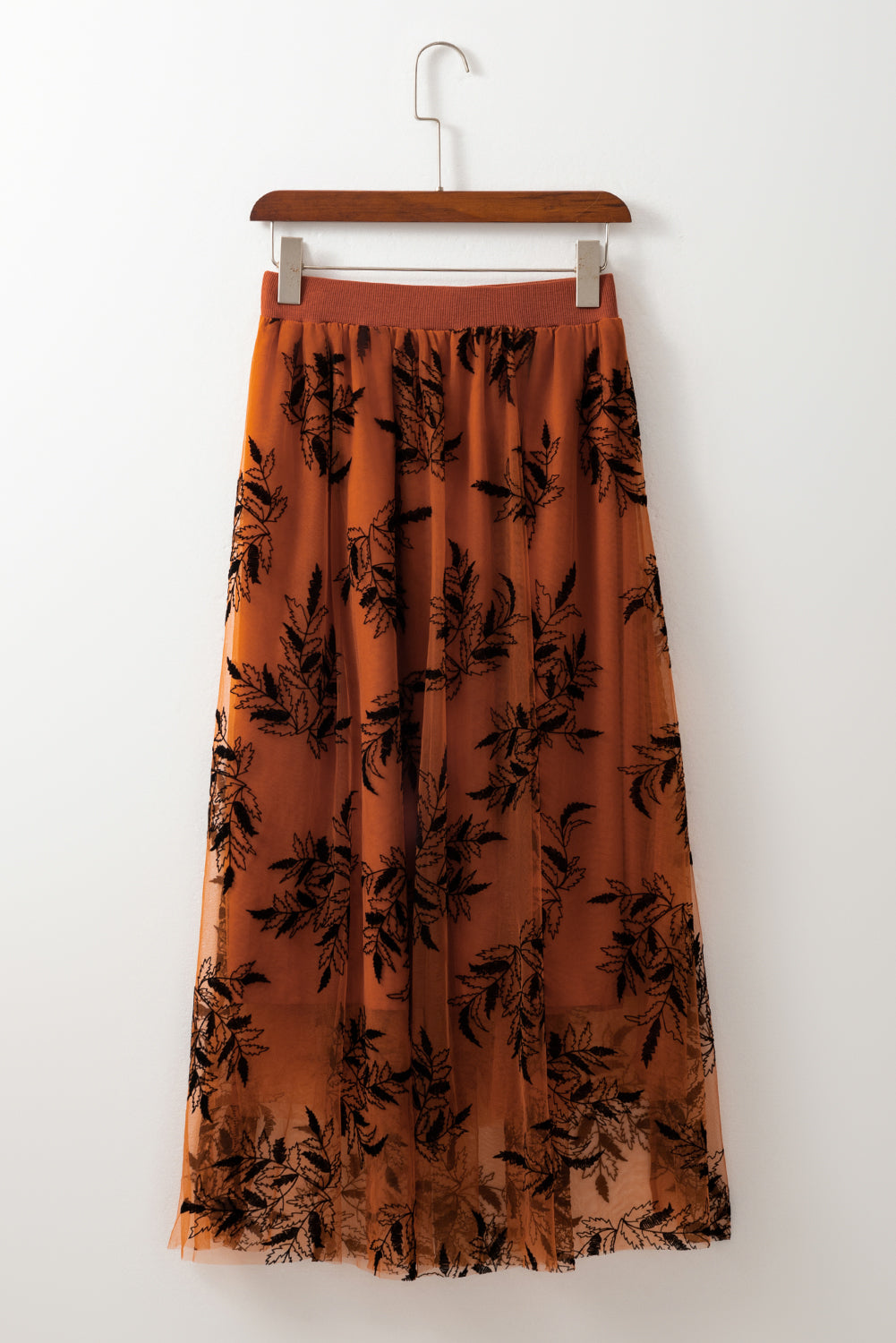 Gold Flame Floral Leaves Embroidered High Waist Maxi Skirt - Premium Bottoms/Skirts & Petticoat from Ashes 2 Wildflowers Boutique, LLC- Just $16.59! Shop now at Ashes 2 Wildflowers Boutique, LLC
