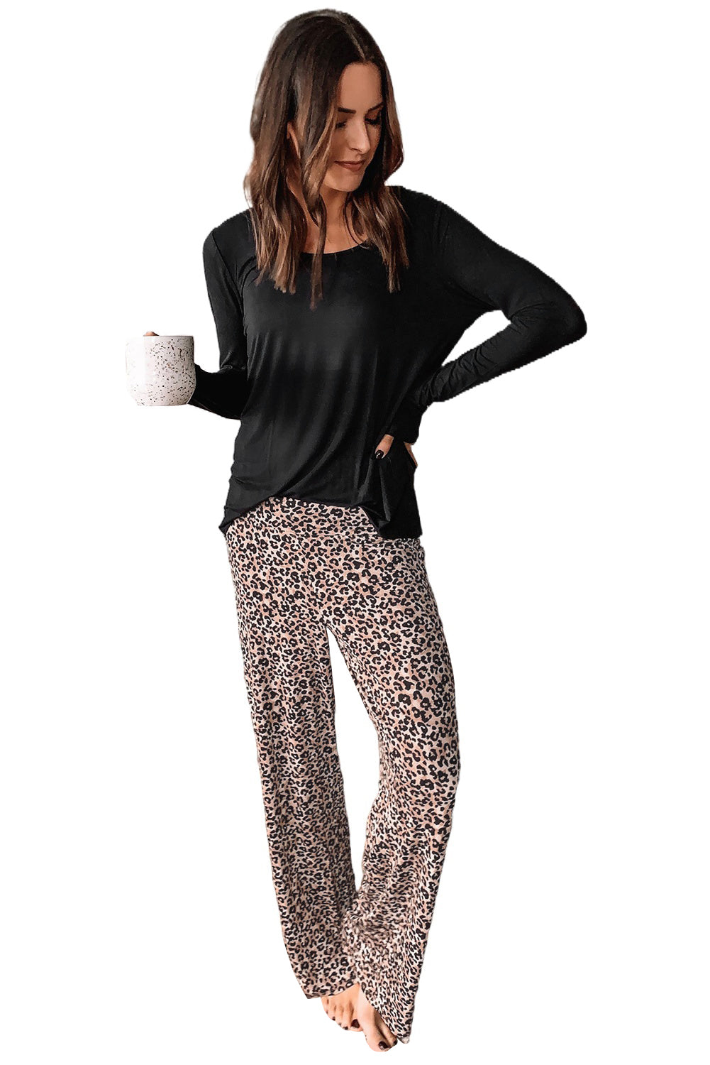Long Sleeve Top and Leopard Print Pants Lounge Set - Premium Loungewear from Momma Done Gone Crafty- Just $24.00! Shop now at Momma Done Gone Crafty