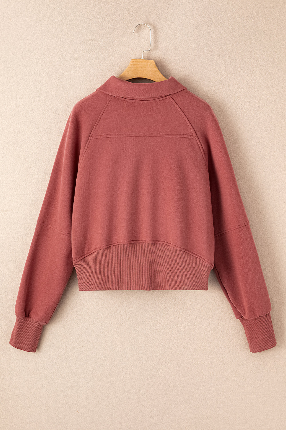 Brown Zip Up Stand Collar Ribbed Thumbhole Sleeve Sweatshirt - Premium Tops from Momma Done Gone Crafty- Just $45.99! Shop now at Momma Done Gone Crafty