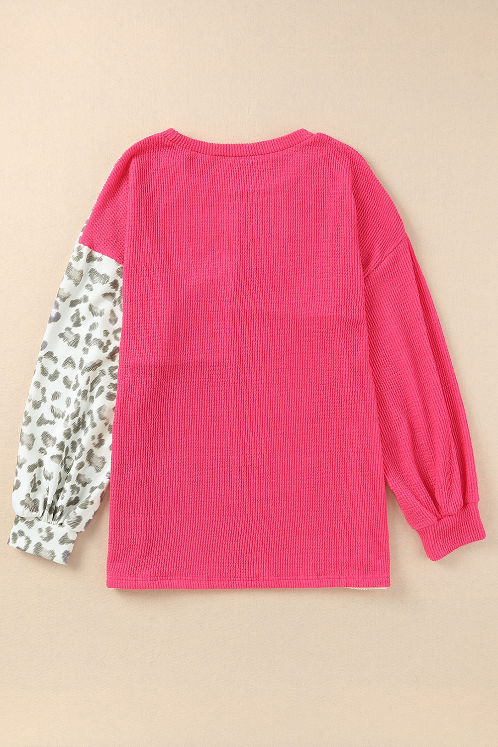 Rose Leopard Patchwork Color Block Ribbed Long Sleeve Top - Premium Tops from Momma Done Gone Crafty- Just $22.99! Shop now at Momma Done Gone Crafty