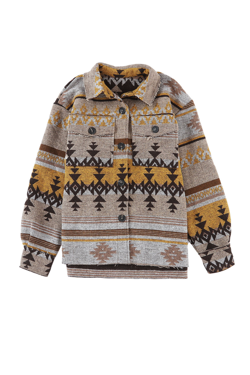 Brown Western Aztec Print Jacket - Premium Outerwear from Momma Done Gone Crafty- Just $50.40! Shop now at Momma Done Gone Crafty