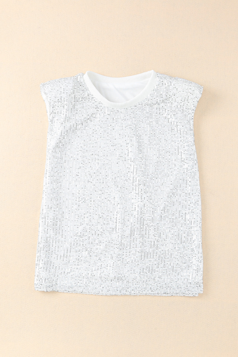 Apricot Sequin Round Neck Tank Top - Premium Tops from Momma Done Gone Crafty- Just $55.80! Shop now at Momma Done Gone Crafty