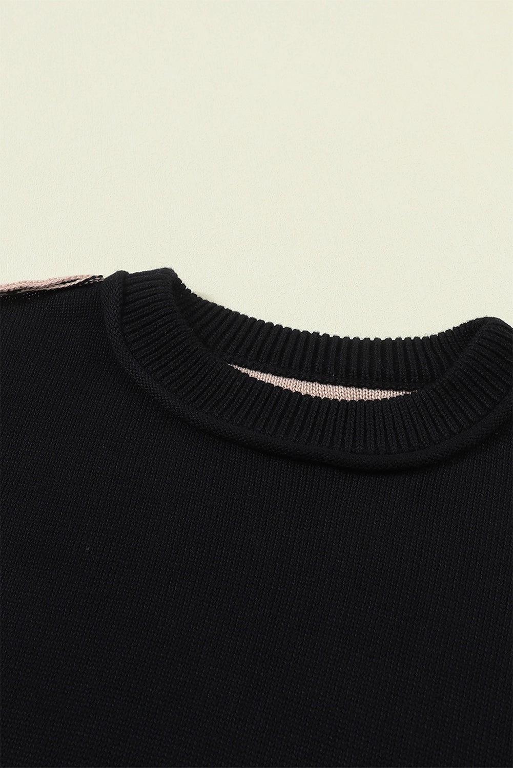 Black Colorblock Bishop Sleeve Ribbed Trim Sweater - Premium Tops from Momma Done Gone Crafty- Just $44.55! Shop now at Momma Done Gone Crafty