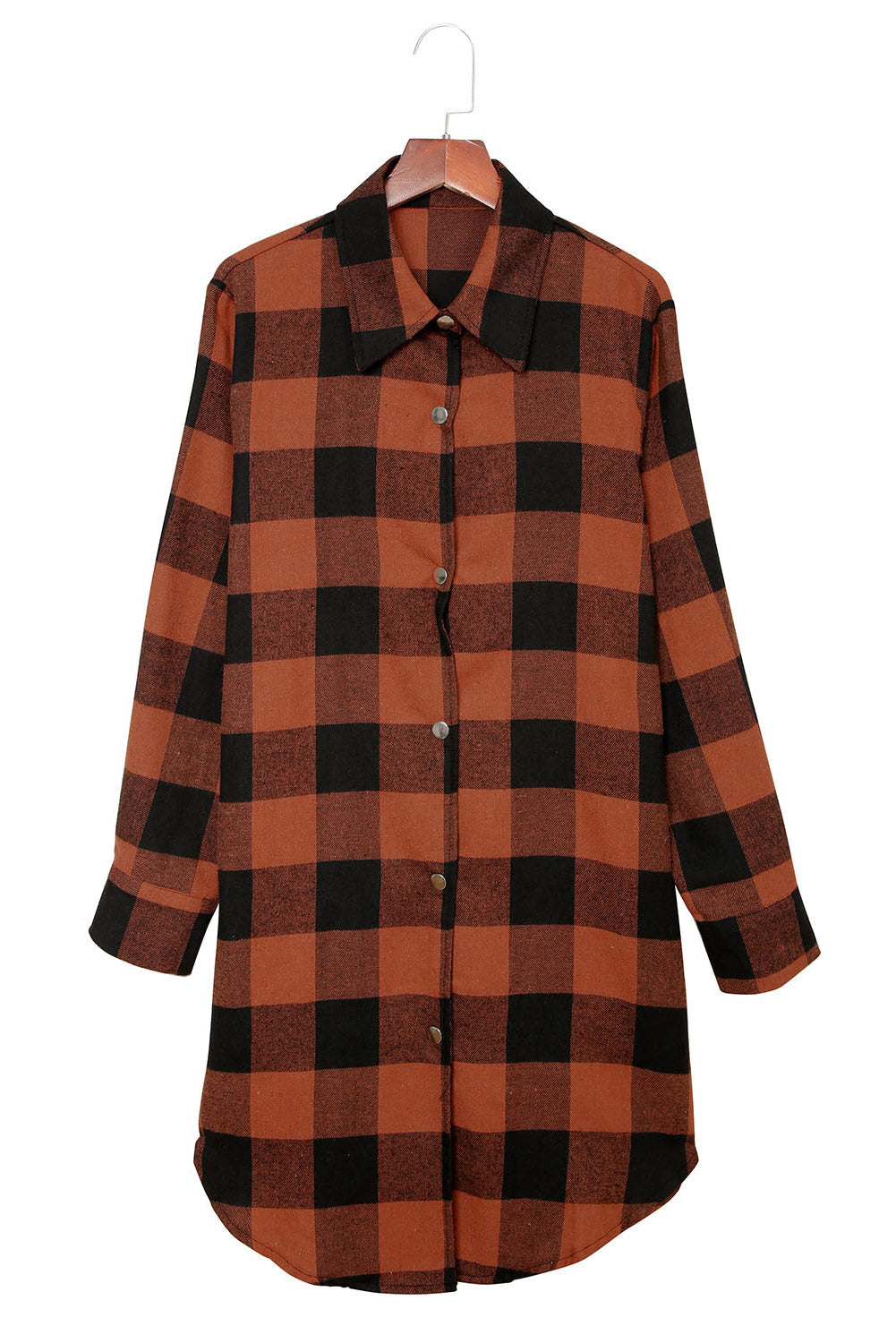 Brown Turn-down Collar Plaid Shirt Coat - Premium Outerwear from Momma Done Gone Crafty- Just $54.60! Shop now at Momma Done Gone Crafty